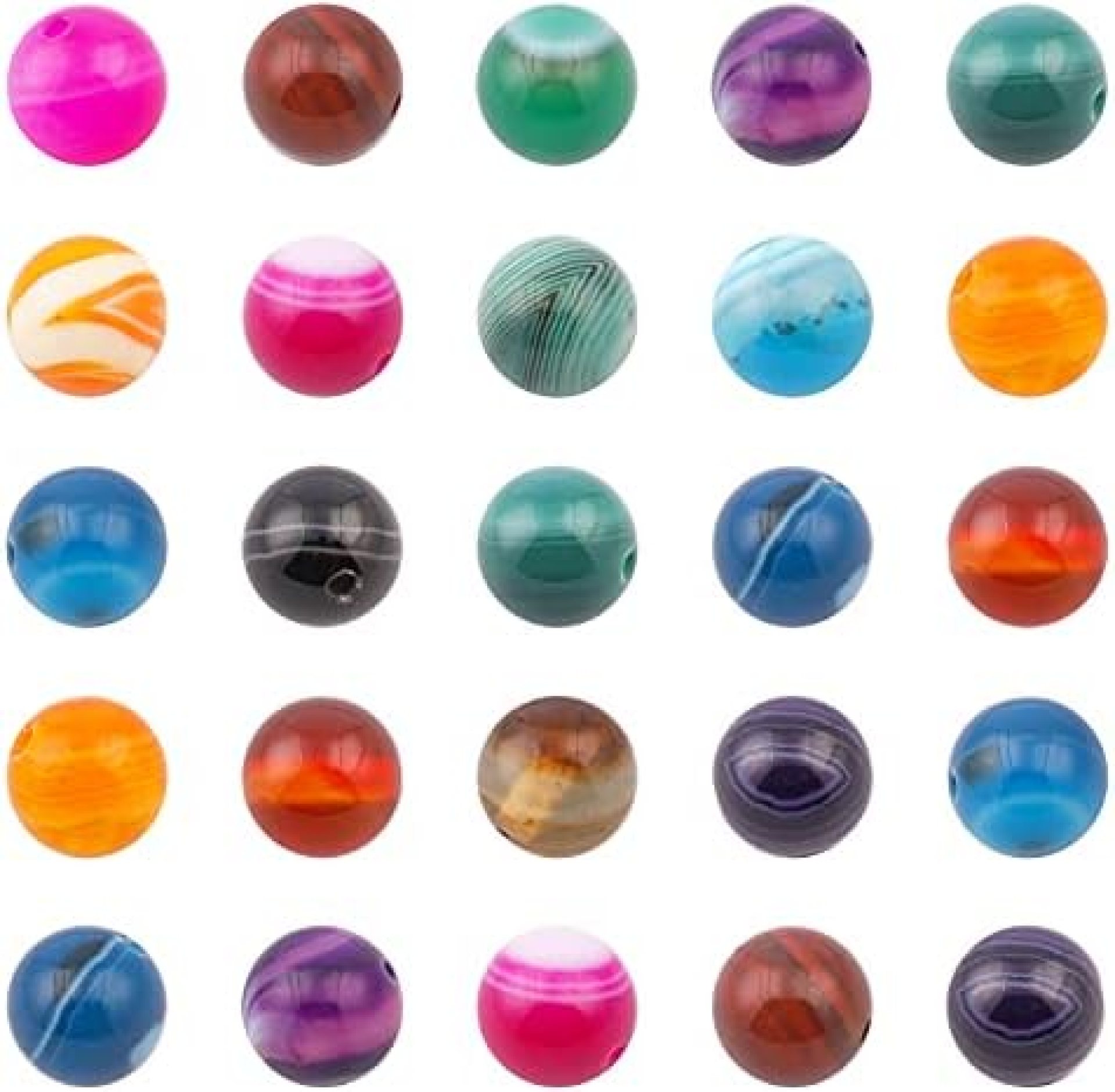 SUHOME 8mm 90-94pcs Colorful Stripe Agate Gemstone Round Loose Beads for Jewelry Making SUHOME 8mm 90-94pcs Colorful Stripe Agate Gemstone Round Loose Beads for Jewelry Making