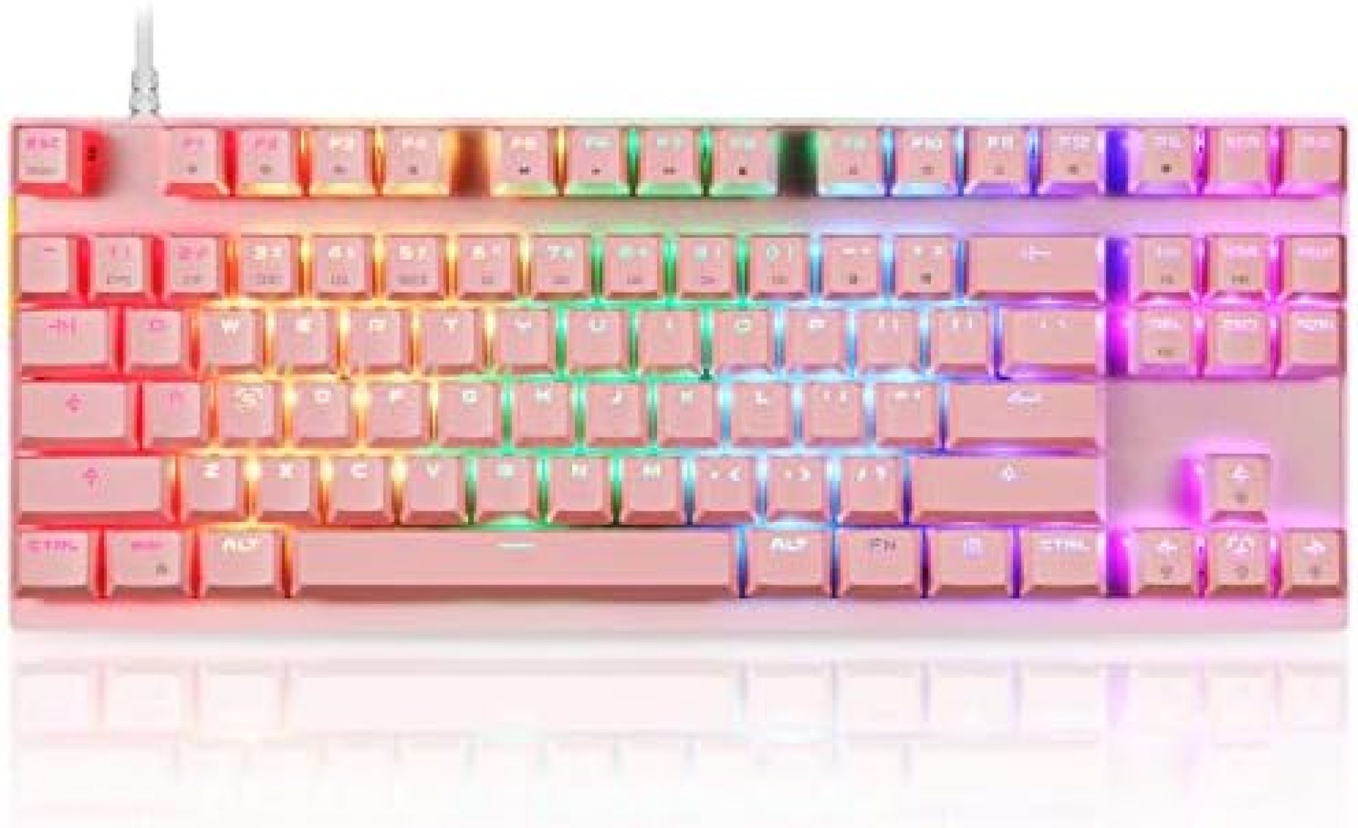 Motospeed Professional Gaming Mechanical Keyboard RGB Rainbow Backlit 87 Keys Illuminated Computer USB Gaming Keyboard for Mac & PC Pink Motospeed Professional Gaming Mechanical Keyboard RGB Rainbow Backlit 87 Keys Illuminated Computer USB Gaming Keyboard for Mac & PC Pink