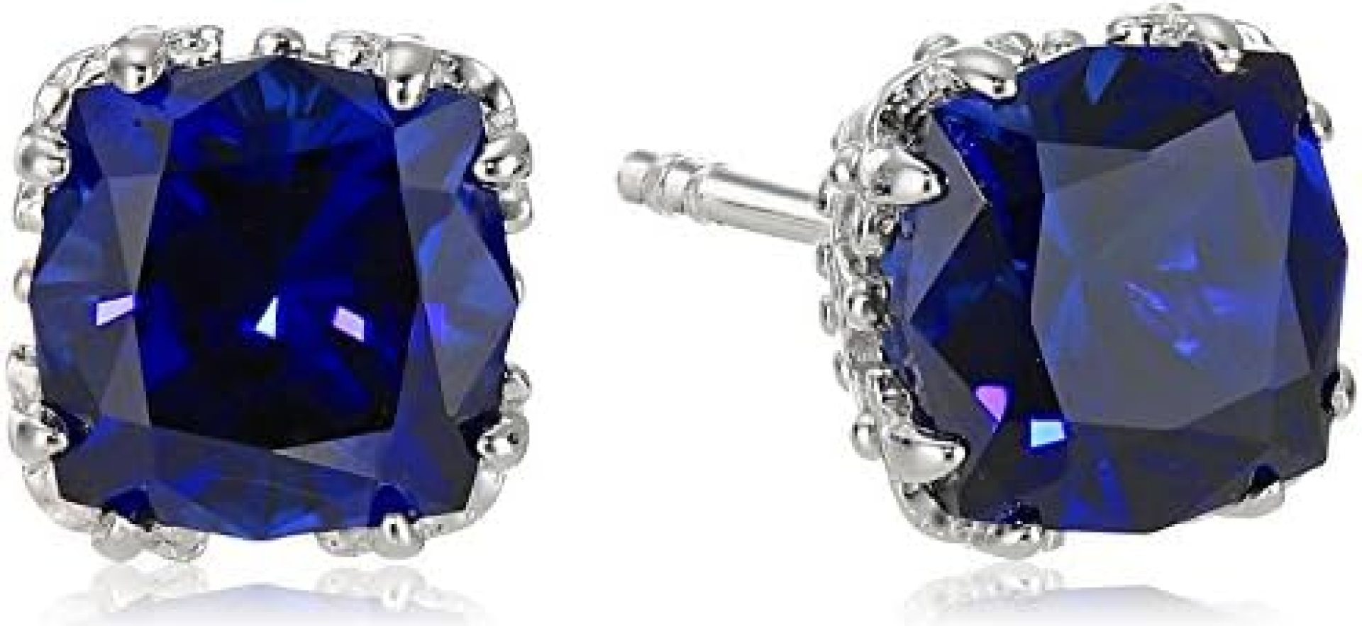 Created Gemstone Jubilee-Cut Stud Earrings with Crown Setting in Sterling Silver (7mm) Created Gemstone Jubilee-Cut Stud Earrings with Crown Setting in Sterling Silver (7mm)