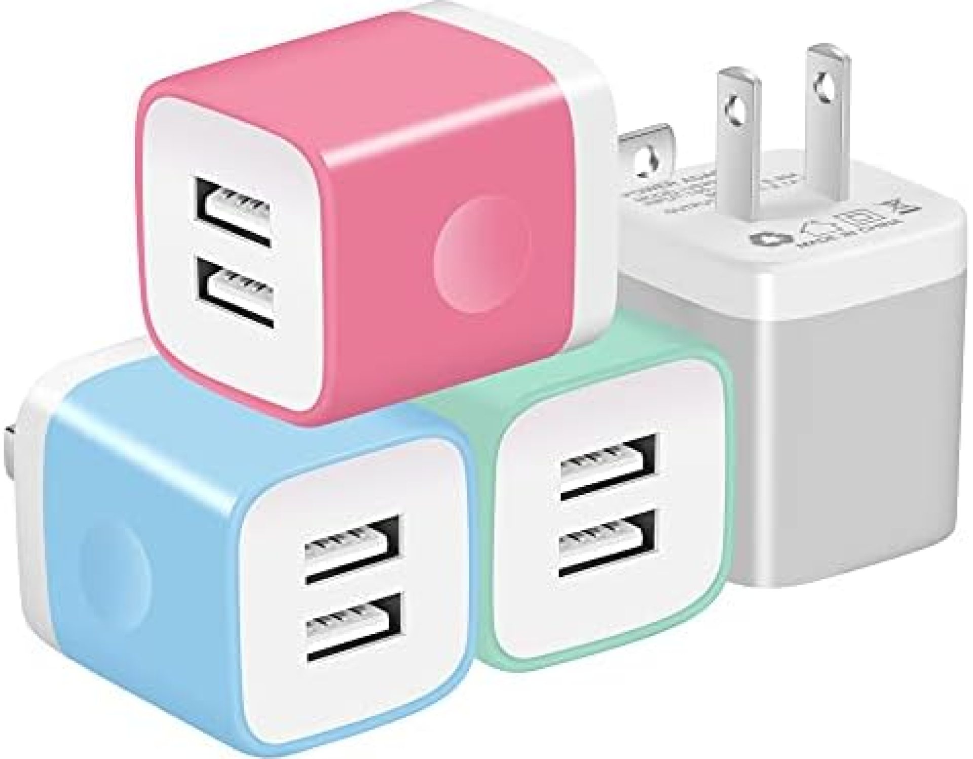 X-EDITION USB Charger Plug, 4-Pack 2.1A Dual Port USB Wall Charger Power Adapter Charging Block Cube Compatible with Phone Xs Max/Xs/XR/X/8/7/6 Plus/5S, Samsung, LG, Moto, Android Cell Phones More X-EDITION USB Charger Plug, 4-Pack 2.1A Dual Port USB Wall Charger Power Adapter Charging Block Cube Compatible with Phone Xs Max/Xs/XR/X/8/7/6 Plus/5S, Samsung, LG, Moto, Android Cell Phones More