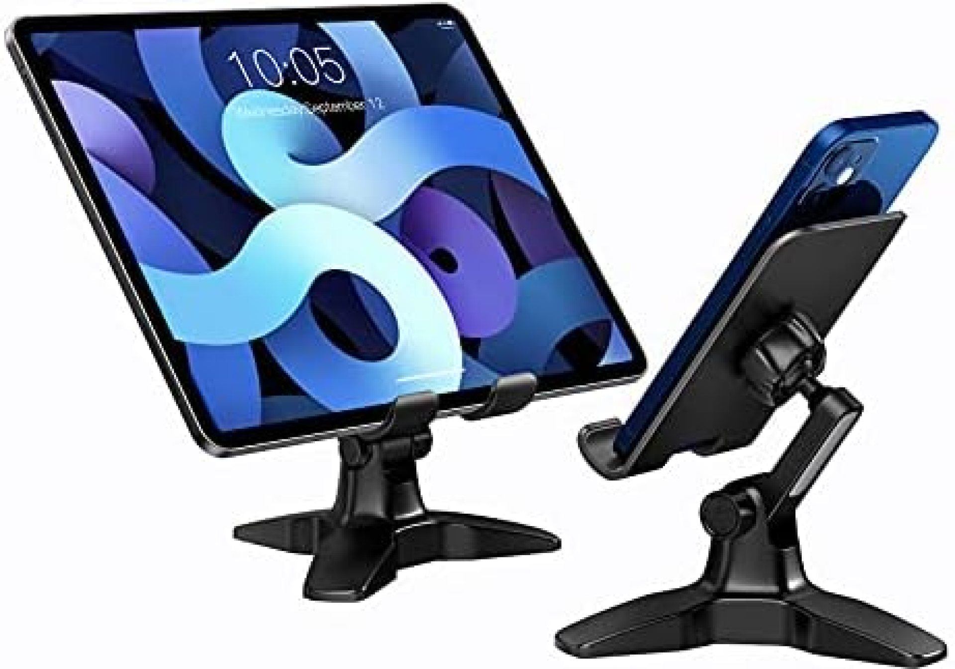 Cell Phone Stand, Tablet Stand, Aluminum Cell Phone Stand for Desk, Desktop Phone Holder Stand with Stable Tripod Compatible with All Mobile Phones/iPhone/ Android/iPad/Tablet/Kindle/Switch Cell Phone Stand, Tablet Stand, Aluminum Cell Phone Stand for Desk, Desktop Phone Holder Stand with Stable Tripod Compatible with All Mobile Phones/iPhone/ Android/iPad/Tablet/Kindle/Switch