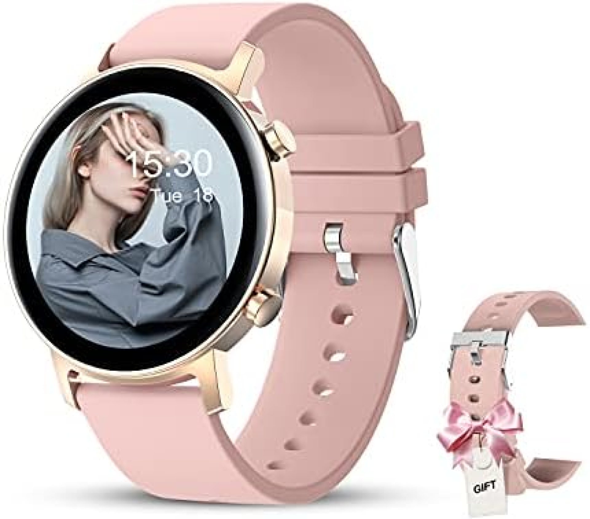 Women Smart Watches for Android Phones Compatible Samsung iPhone, 2021 Ver Fashion Smartwatch Round Fitness Tracker Ladies Waterproof Full Touch Screen with Heart Rate Sleep Monitor Pedometer Calorie Women Smart Watches for Android Phones Compatible Samsung iPhone, 2021 Ver Fashion Smartwatch Round Fitness Tracker Ladies Waterproof Full Touch Screen with Heart Rate Sleep Monitor Pedometer Calorie