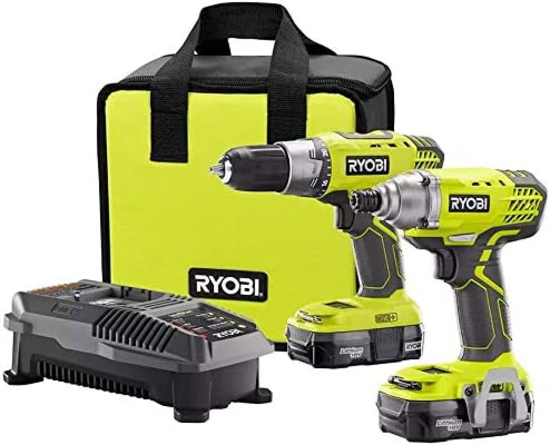 RYOBI 18V ONE+ Lithium-Ion Cordless Drill/Driver and Impact Driver Combo Kit (2-Tool) with (2) Batteries RYOBI 18V ONE+ Lithium-Ion Cordless Drill/Driver and Impact Driver Combo Kit (2-Tool) with (2) Batteries
