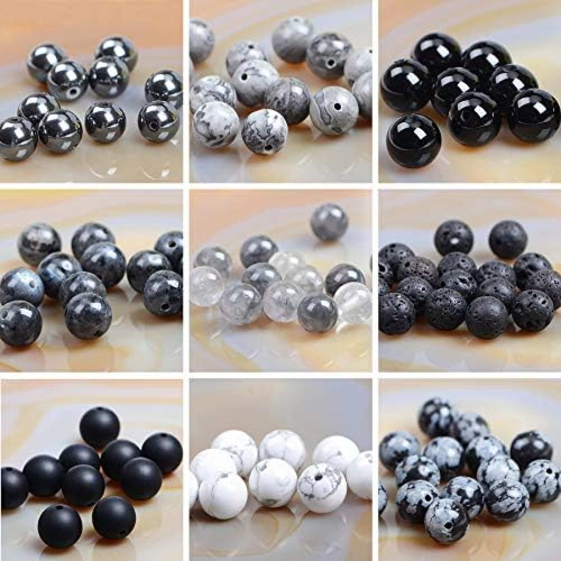 Massive Beads 140PCS Natural Crystal Beads 10 Black Color Material Stone Gemstone Round Loose Energy Healing Beads with Free Crystal Stretch Cord for Jewelry Making (Black Gems, 6MM) Massive Beads 140PCS Natural Crystal Beads 10 Black Color Material Stone Gemstone Round Loose Energy Healing Beads with Free Crystal Stretch Cord for Jewelry Making (Black Gems, 6MM)