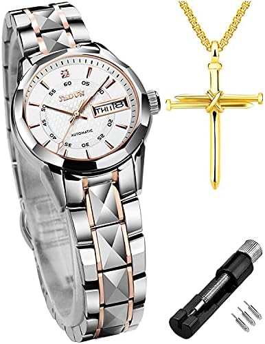 JSDUN Womens Automatic Mechanical Watches for Ladies Female Tungsten Steel Sapphire Face Diamonds Dress Wrist Watch Waterproof JSDUN Womens Automatic Mechanical Watches for Ladies Female Tungsten Steel Sapphire Face Diamonds Dress Wrist Watch Waterproof
