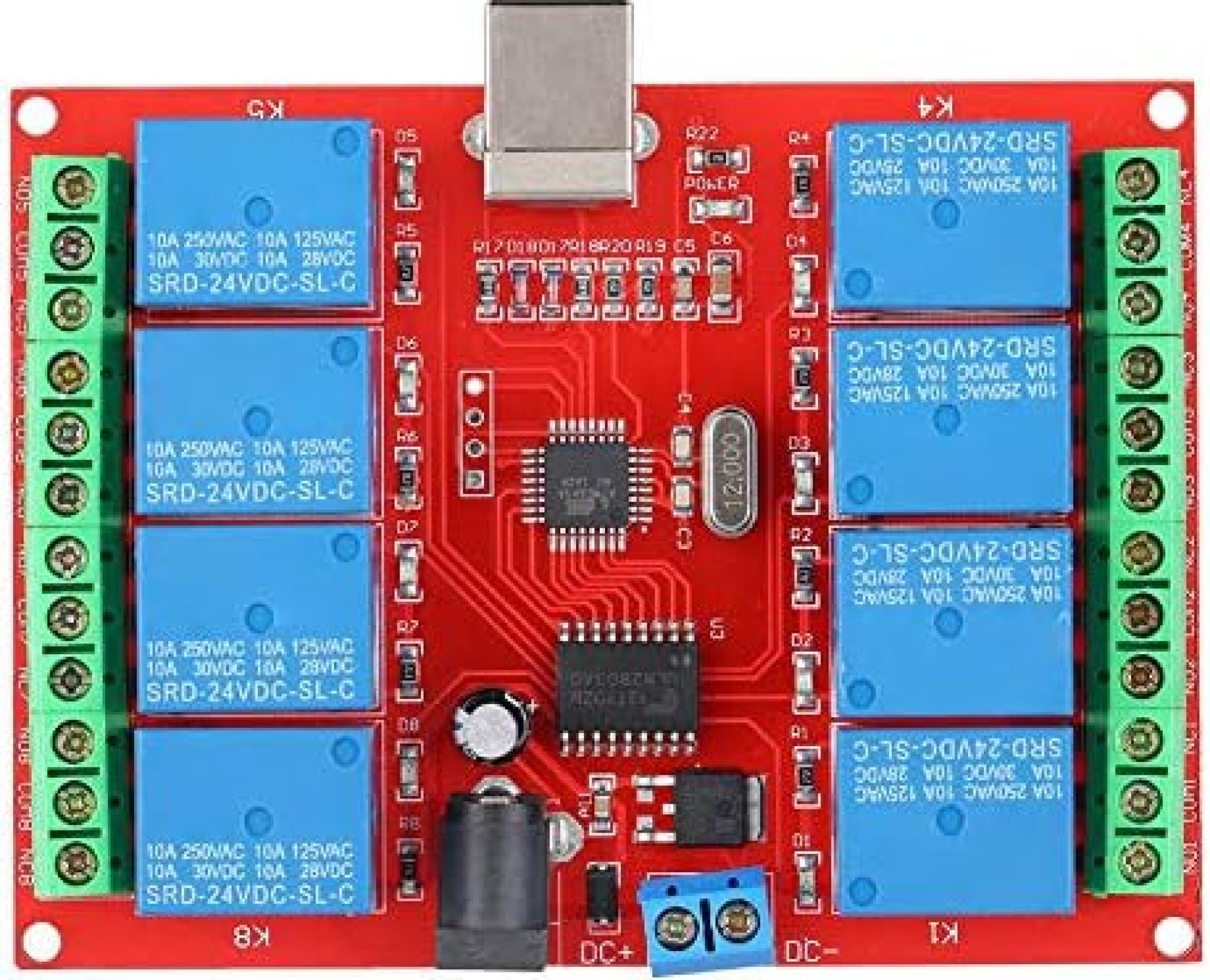 Wendry USB Switch Relay Module, 8-Channel 24V Computer USB Smart Switch Controller PC Relay Module Expansion Board Adopt for HID Technology, no Need for Any Driver, Plug and Play Wendry USB Switch Relay Module, 8-Channel 24V Computer USB Smart Switch Controller PC Relay Module Expansion Board Adopt for HID Technology, no Need for Any Driver, Plug and Play