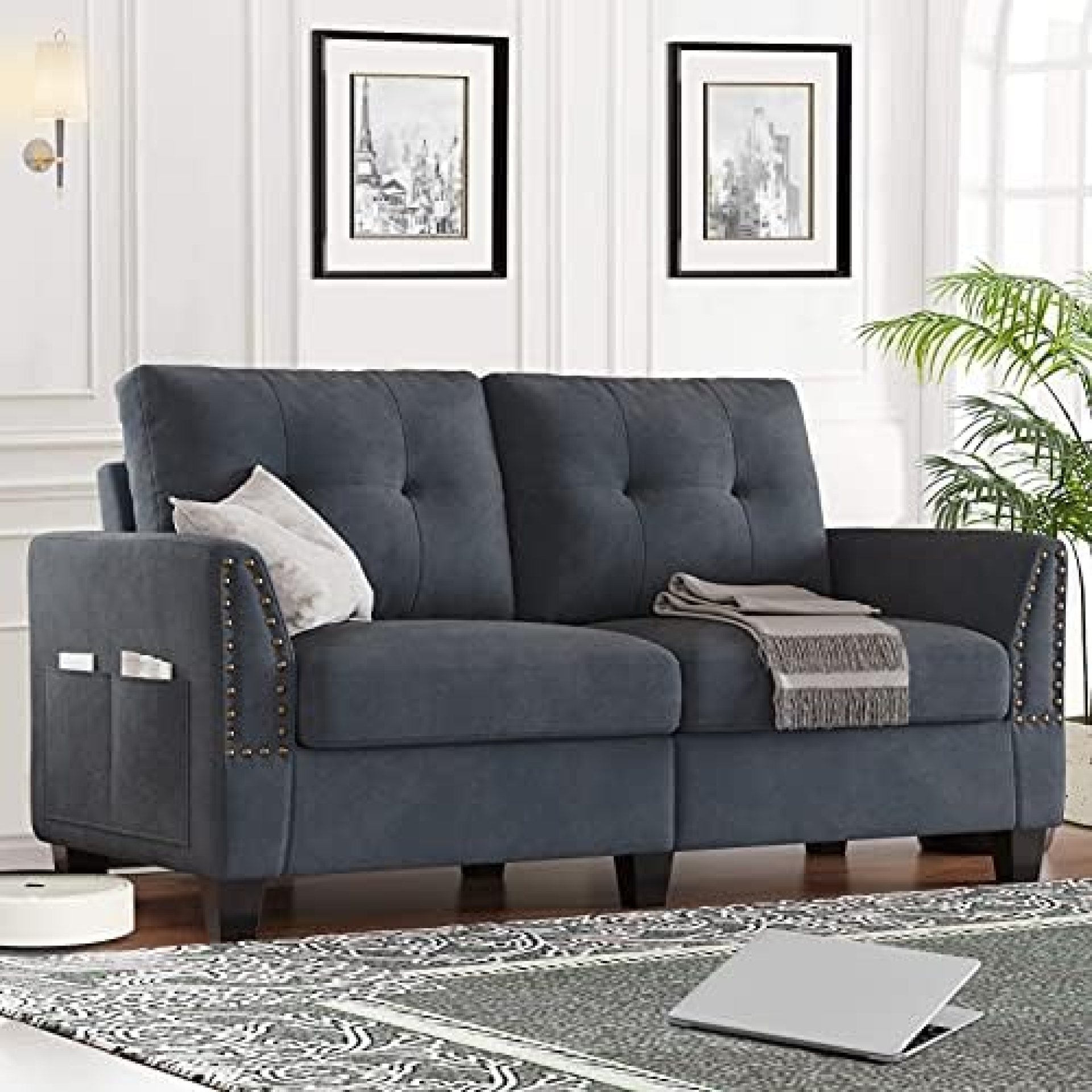 Belffin Loveseat Sofa Couch Small Love Seats Furniture Bluish Grey Loveseat for Small Spaces Belffin Loveseat Sofa Couch Small Love Seats Furniture Bluish Grey Loveseat for Small Spaces