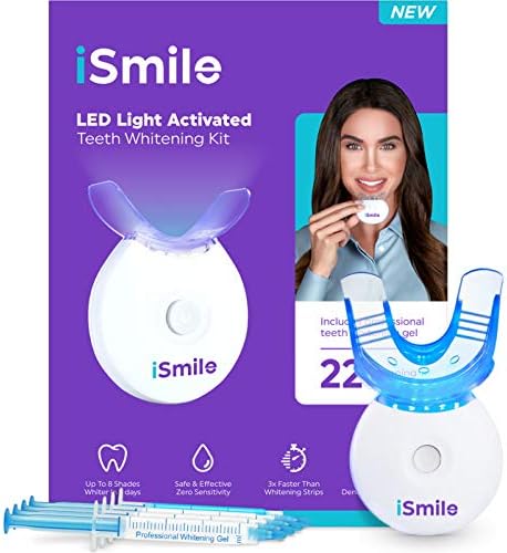 iSmile Teeth Whitening Kit – LED Light, 35% Carbamide Peroxide, (3) 3ml Gel Syringes, (1) Remineralization Gel, and Tray. iSmile Teeth Whitening Kit – LED Light, 35% Carbamide Peroxide, (3) 3ml Gel Syringes, (1) Remineralization Gel, and Tray.