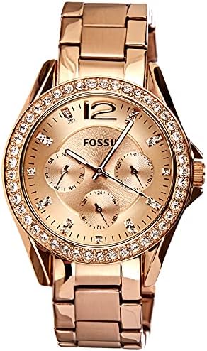 Fossil Women’s Riley Stainless Steel Crystal-Accented Multifunction Quartz Watch Fossil Women’s Riley Stainless Steel Crystal-Accented Multifunction Quartz Watch