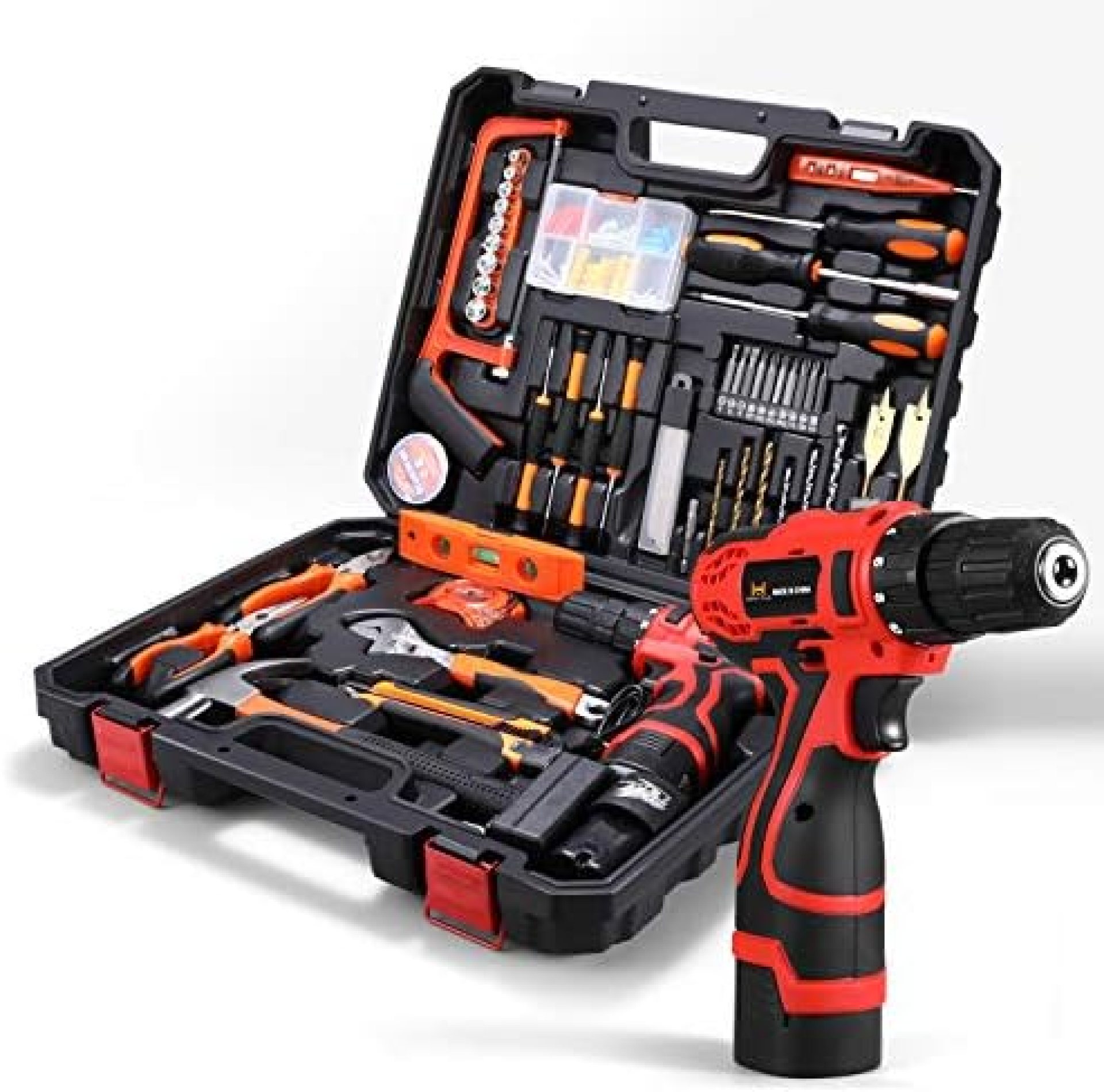 HOH-Tech Cordless Drill Driver Tool Kit, Power Tools Combo Kit 108Pcs Household Power Tools Drill Set with 16.8V Home Cordless Repair Kit Tool Set HOH-Tech Cordless Drill Driver Tool Kit, Power Tools Combo Kit 108Pcs Household Power Tools Drill Set with 16.8V Home Cordless Repair Kit Tool Set