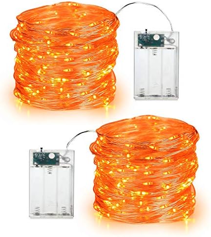 BrizLabs Orange Halloween Lights, 19.47ft 60 LED Orange Fairy Lights String, 2 Modes Battery Halloween String Lights, Indoor Silver Wire Twinkle Lights for Halloween Themed Party Carnival Decorations BrizLabs Orange Halloween Lights, 19.47ft 60 LED Orange Fairy Lights String, 2 Modes Battery Halloween String Lights, Indoor Silver Wire Twinkle Lights for Halloween Themed Party Carnival Decorations