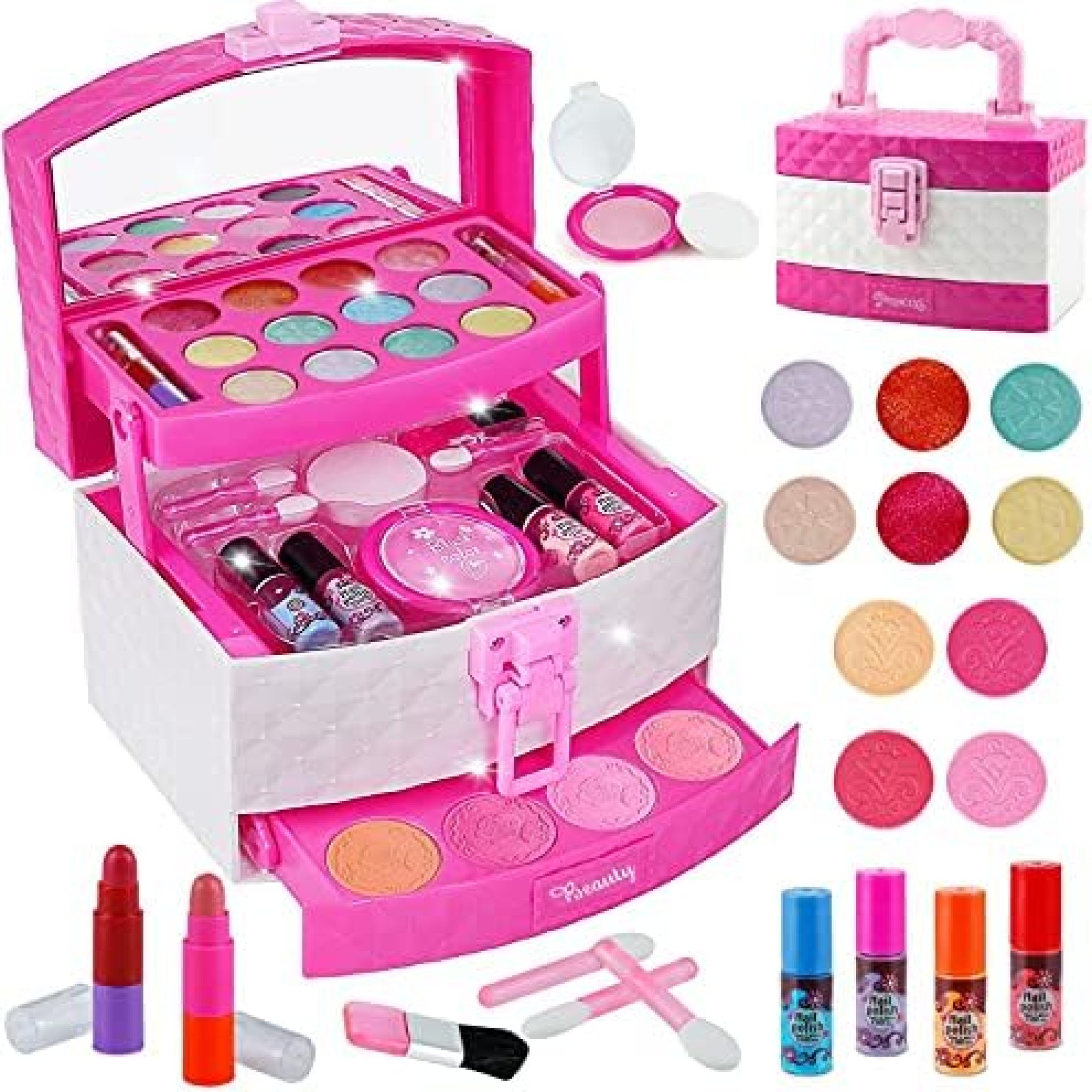 Tepsmigo Kids Makeup Kit for Girls, Real Makeup Set Washable Makeup Kit for Kids – Girl Gift Toys Toddler Play Makeup Set with Mirror for Pretend Play Makeup for Birthday Halloween (White) Tepsmigo Kids Makeup Kit for Girls, Real Makeup Set Washable Makeup Kit for Kids – Girl Gift Toys Toddler Play Makeup Set with Mirror for Pretend Play Makeup for Birthday Halloween (White)