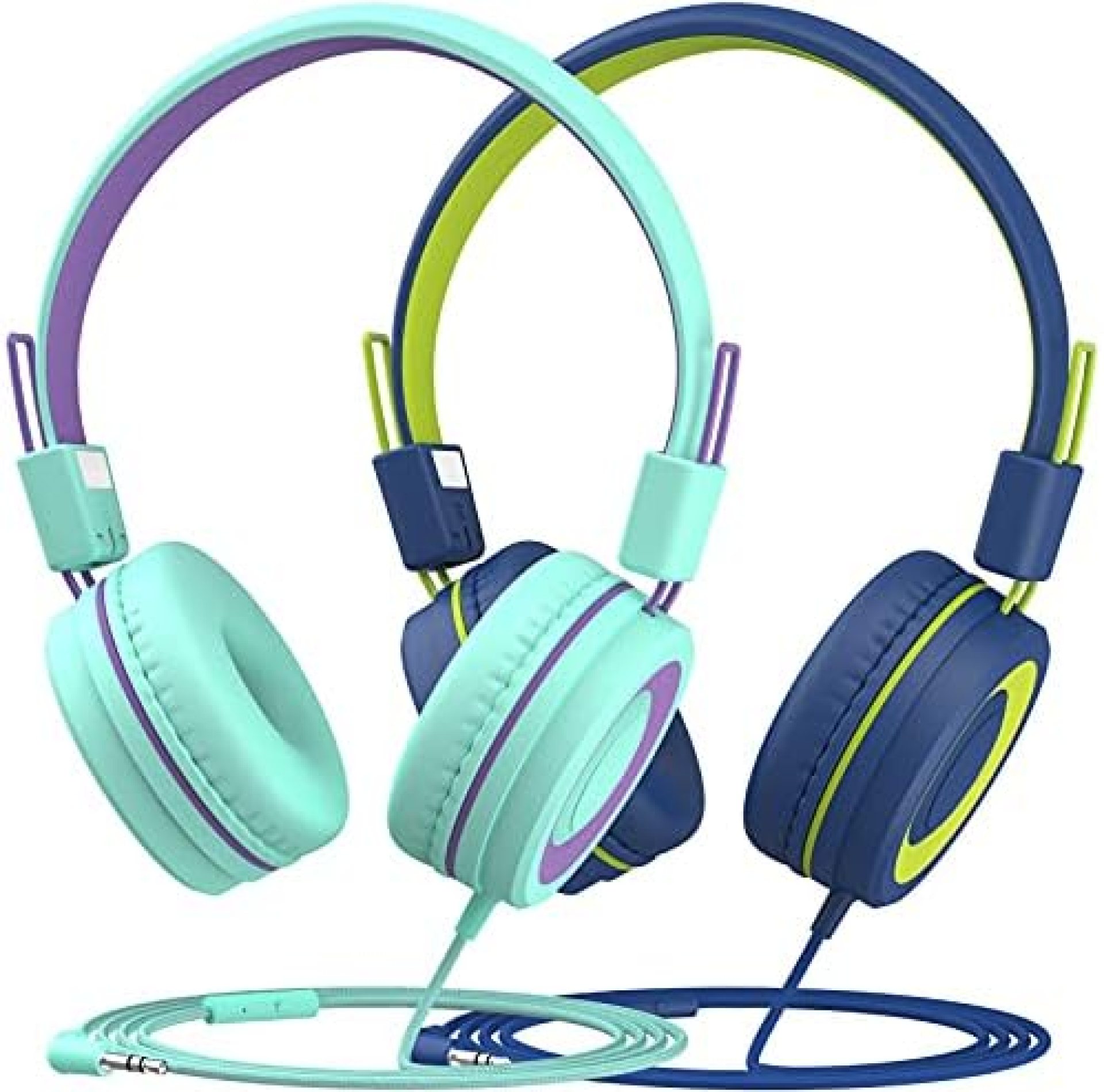 Kids Headphones with Mic (2-Pack), 91dB Built-in Volume Limit & Hearing Protection, Light Weight On-Ear Headsets with Sharing Splitter for Boys Girls Travel Kids Headphones with Mic (2-Pack), 91dB Built-in Volume Limit & Hearing Protection, Light Weight On-Ear Headsets with Sharing Splitter for Boys Girls Travel