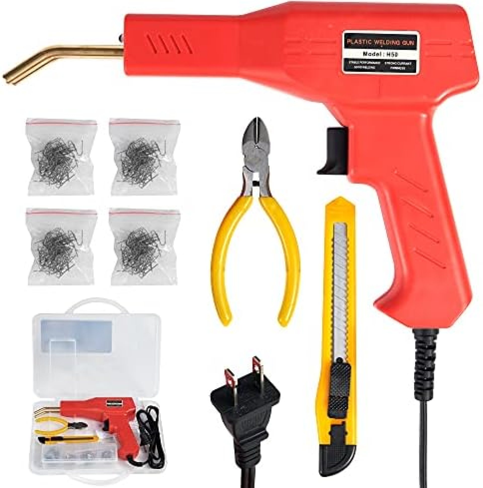 50w Hot Stapler Welding,Plastic Welding Machine Kit for Bumper Repair,Plastic Welding Repair Kit with Carrying Case, 4 Kinds Of Staples, 1 Pliers and 1 Utility Knife 50w Hot Stapler Welding,Plastic Welding Machine Kit for Bumper Repair,Plastic Welding Repair Kit with Carrying Case, 4 Kinds Of Staples, 1 Pliers and 1 Utility Knife