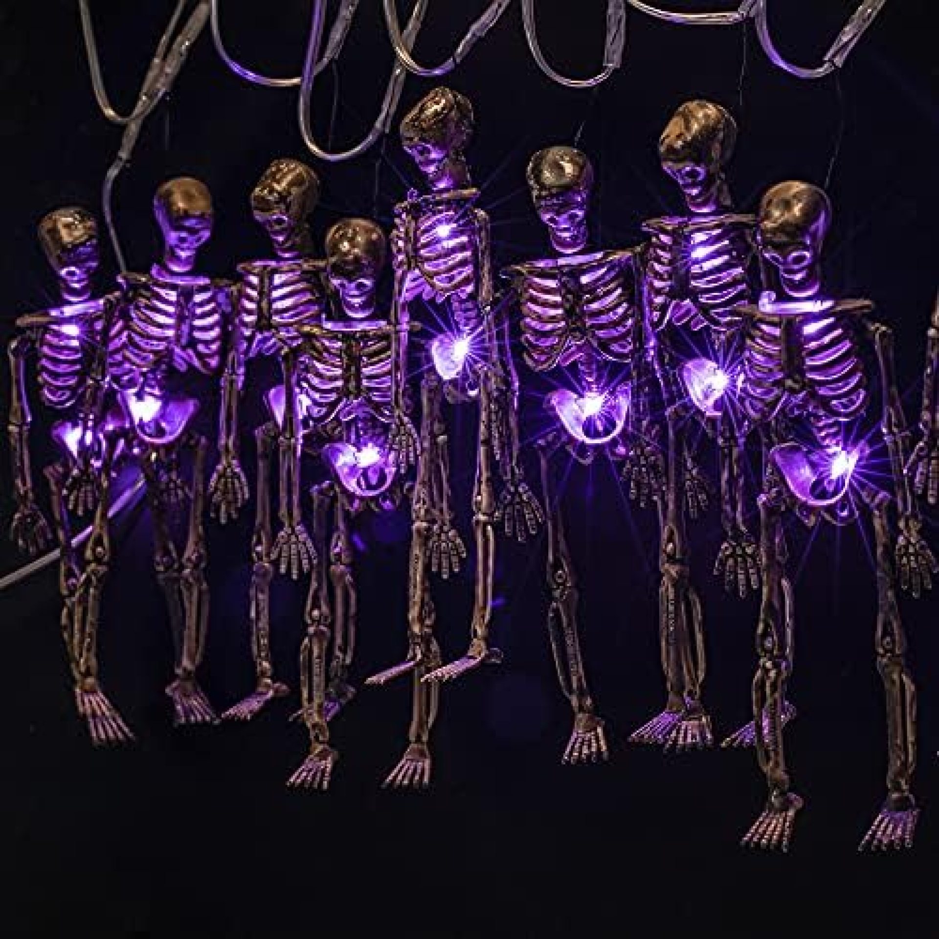 Halloween Decoration Lights, Skeleton Skull Spooky String Lights 20 LEDs 8 Modes Waterproof Battery Operated Lights with Remote Control for Halloween Party Porch Fireplace Decor(Purple) Halloween Decoration Lights, Skeleton Skull Spooky String Lights 20 LEDs 8 Modes Waterproof Battery Operated Lights with Remote Control for Halloween Party Porch Fireplace Decor(Purple)