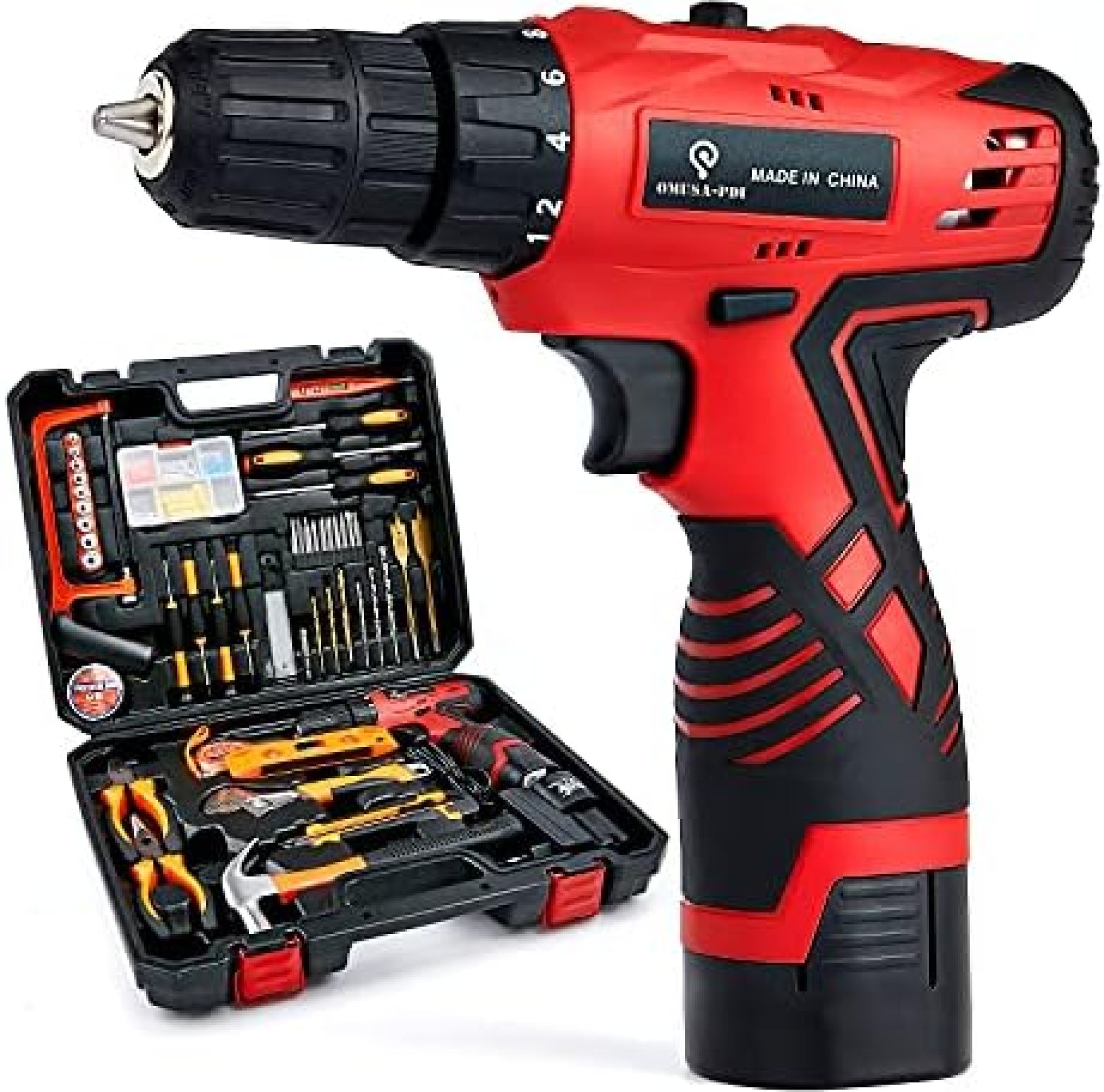 OMUSA-PDI Cordless Hammer Drill Tool Kit, 108Pcs Household Power Tools Drill Set, Brushless Impact Driver Claw Hammer Wrenches Pliers DIY Accessories Tool Kit OMUSA-PDI Cordless Hammer Drill Tool Kit, 108Pcs Household Power Tools Drill Set, Brushless Impact Driver Claw Hammer Wrenches Pliers DIY Accessories Tool Kit