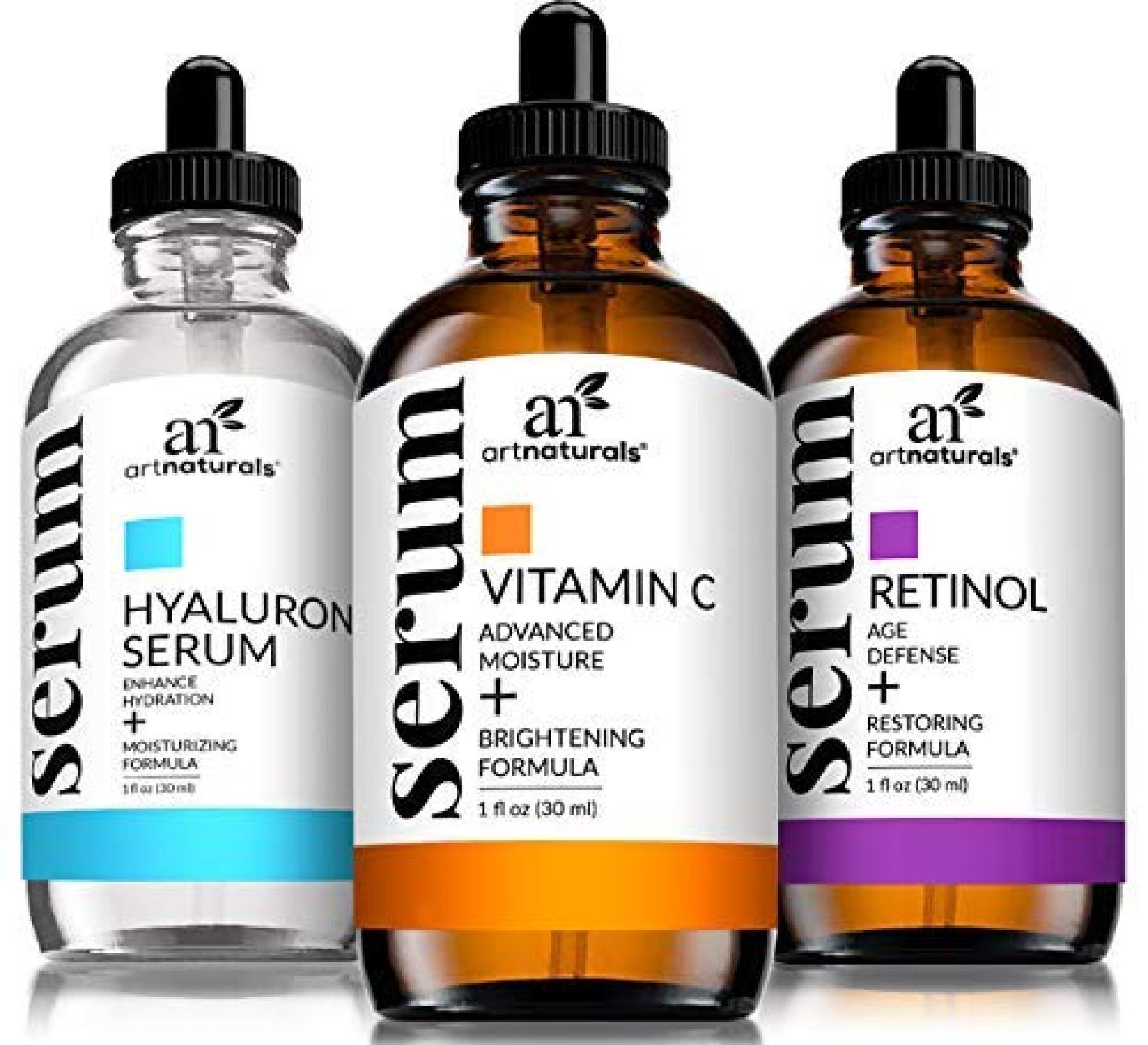 ArtNaturals Anti-Aging-Set with Vitamin-C Retinol and Hyaluronic-Acid – (3 x 1 Fl Oz / 30ml) Serum for Anti Wrinkle and Dark Circle Remover – All Natural and Moisturizing ArtNaturals Anti-Aging-Set with Vitamin-C Retinol and Hyaluronic-Acid – (3 x 1 Fl Oz / 30ml) Serum for Anti Wrinkle and Dark Circle Remover – All Natural and Moisturizing