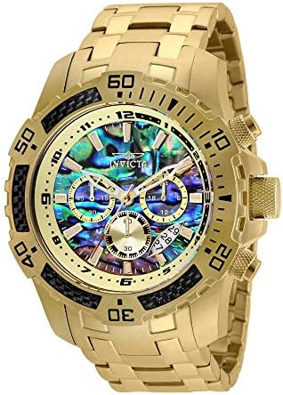 Invicta Men’s Pro Diver Scuba Quartz Chronograph Carbon Fiber Bezel Abalone Dial Bracelet Watch, 50mm Invicta Men’s Pro Diver Scuba Quartz Chronograph Carbon Fiber Bezel Abalone Dial Bracelet Watch, 50mm