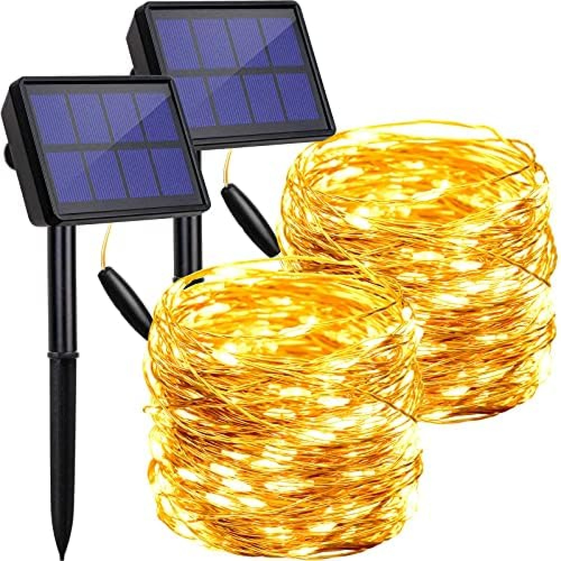 Solar String Lights Outdoor Waterproof, 2 Pack Each 72FT 200 Leds Solar powered Fairy Lights, Decoration Copper Wire Lights with 8 Modes for Patio Yard Trees Christmas Wedding Party Decor (Warm White) Solar String Lights Outdoor Waterproof, 2 Pack Each 72FT 200 Leds Solar powered Fairy Lights, Decoration Copper Wire Lights with 8 Modes for Patio Yard Trees Christmas Wedding Party Decor (Warm White)