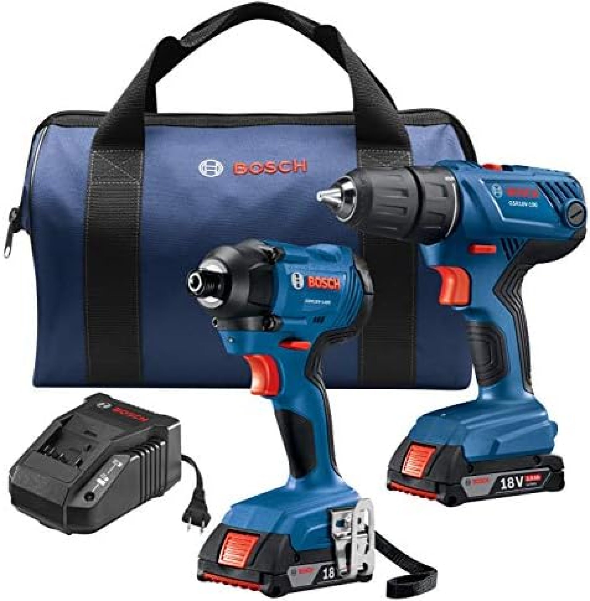 BOSCH 18V 2-Tool Combo Kit with 1/2 In. Compact Drill/Driver and 1/4 In. Hex Impact Driver GXL18V-26B22 BOSCH 18V 2-Tool Combo Kit with 1/2 In. Compact Drill/Driver and 1/4 In. Hex Impact Driver GXL18V-26B22