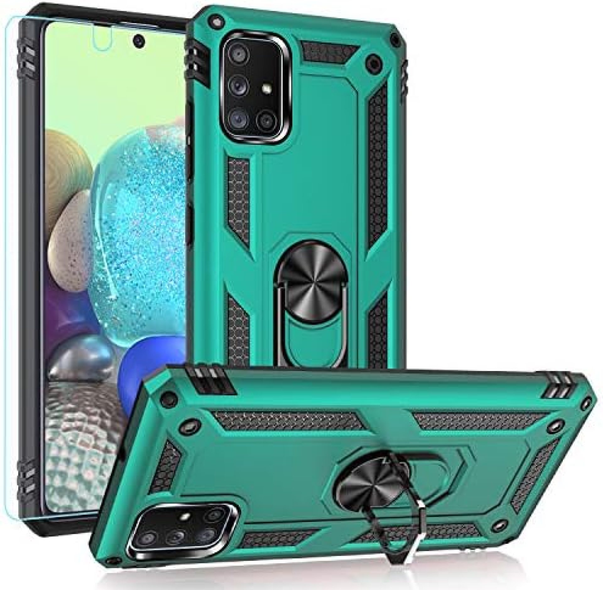 Samsung A71 5G Case,Galaxy A71 5G Case,PUSHIMEI Military Grade Heavy Duty Protection Phone Case Cover with HD Screen Protector Magnetic Ring Kickstand for Samsung Galaxy A71 5G (Mint Military Case) Samsung A71 5G Case,Galaxy A71 5G Case,PUSHIMEI Military Grade Heavy Duty Protection Phone Case Cover with HD Screen Protector Magnetic Ring Kickstand for Samsung Galaxy A71 5G (Mint Military Case)