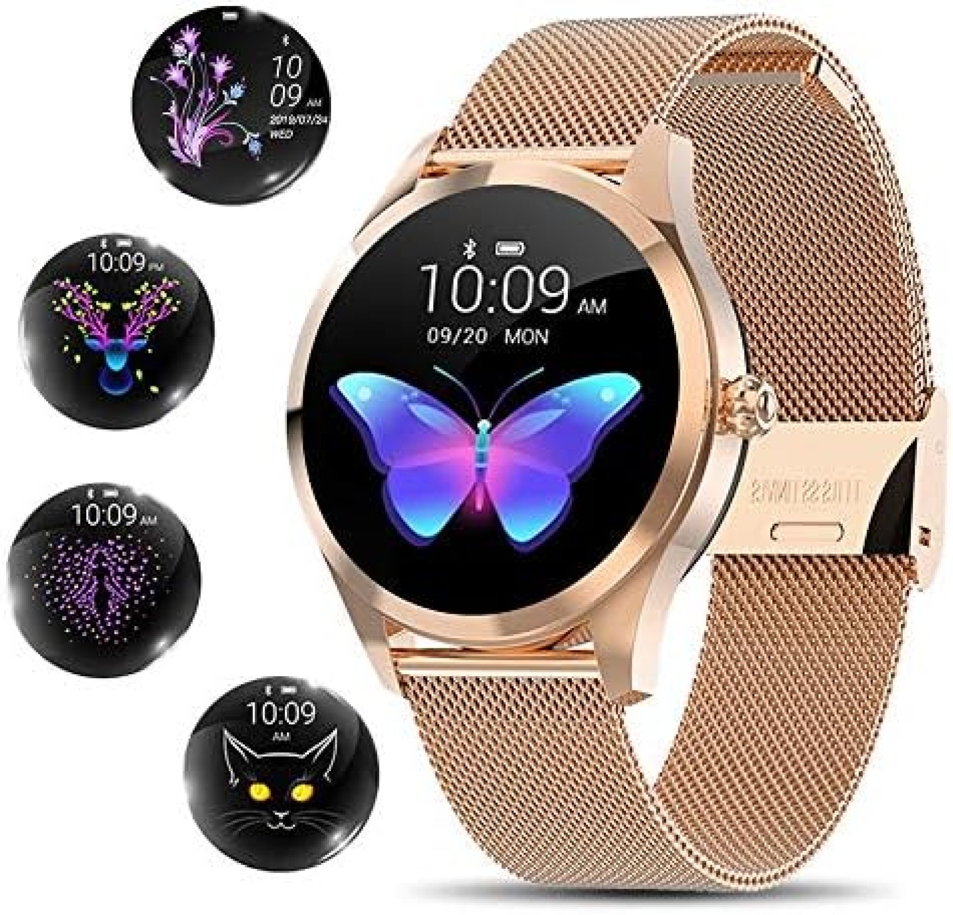 Smart Watch for Women, Yocuby Novel/Stylish/Beautiful Smartwatch Bluetooth Fitness Tracker for Ladies with IP68 Waterproof, Female Period Tool, Heart Rate Sleep Monitor Calorie Counter,Gold Smart Watch for Women, Yocuby Novel/Stylish/Beautiful Smartwatch Bluetooth Fitness Tracker for Ladies with IP68 Waterproof, Female Period Tool, Heart Rate Sleep Monitor Calorie Counter,Gold
