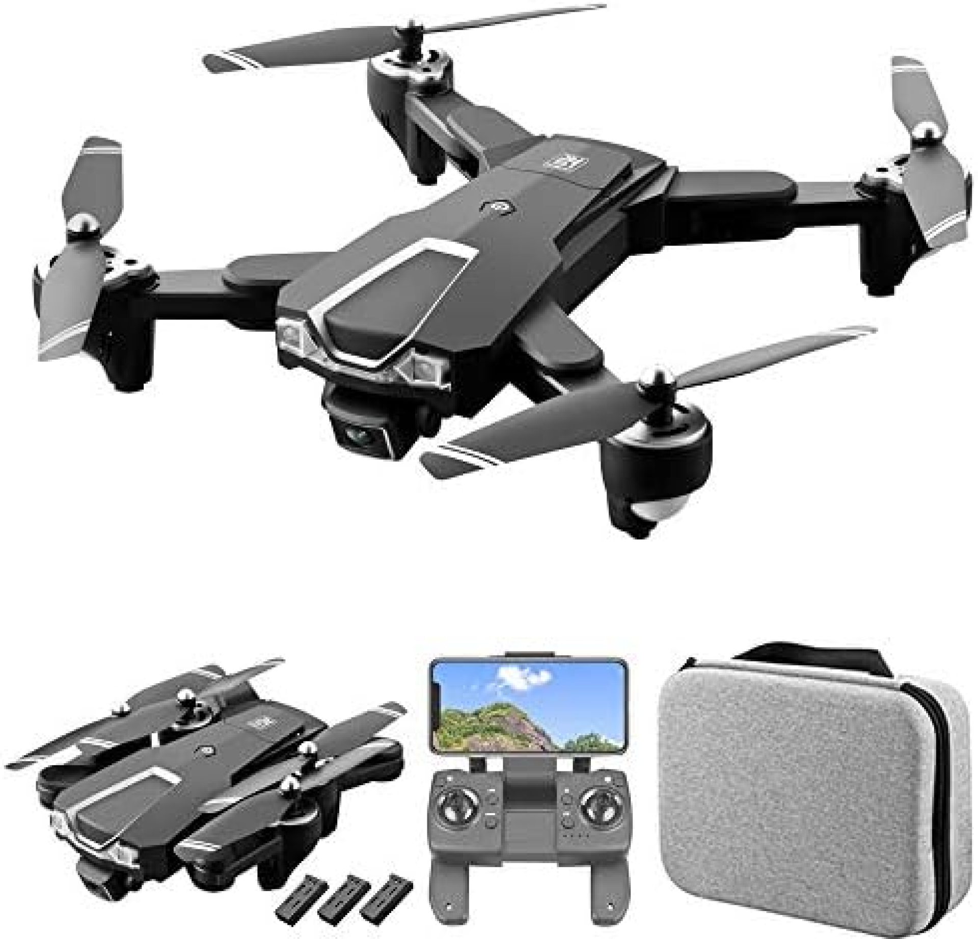 GoolRC LS-25 GPS Drone with Dual Camera, 5G WiFi FPV Drone with 4K HD Front Camera and 1080P Bottom Camera, RC Quadcopter with Optical Flow Positioning, Follow Me, Storage Bag and 3 Batteries GoolRC LS-25 GPS Drone with Dual Camera, 5G WiFi FPV Drone with 4K HD Front Camera and 1080P Bottom Camera, RC Quadcopter with Optical Flow Positioning, Follow Me, Storage Bag and 3 Batteries