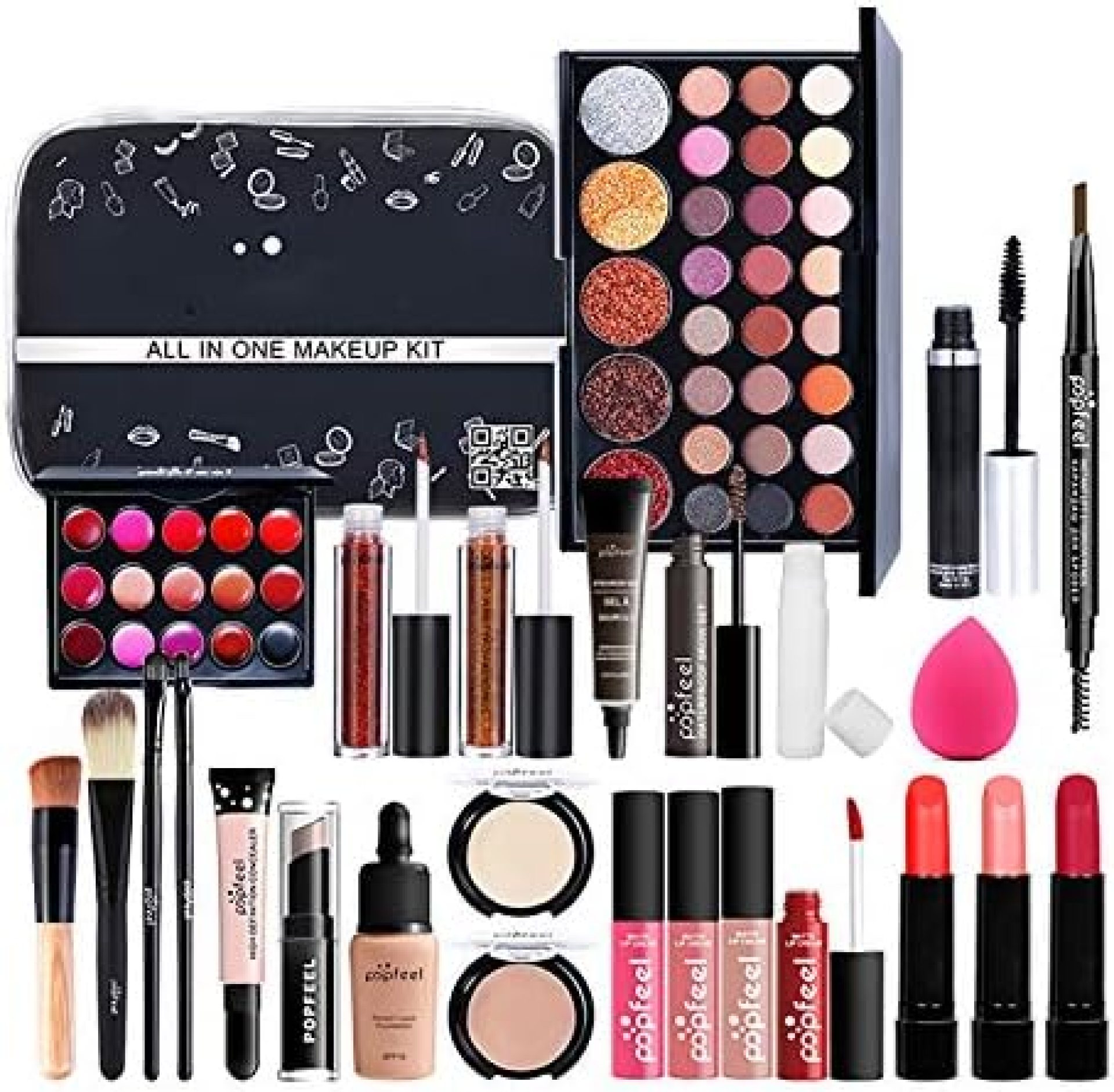 Doefo Makeup Kit All in One Makeup Gift Set Makeup Essential Starter Kit Lip Gloss Blush Brush Eyeshadow Palette Highly Pigmented Cosmetic Palette Doefo Makeup Kit All in One Makeup Gift Set Makeup Essential Starter Kit Lip Gloss Blush Brush Eyeshadow Palette Highly Pigmented Cosmetic Palette