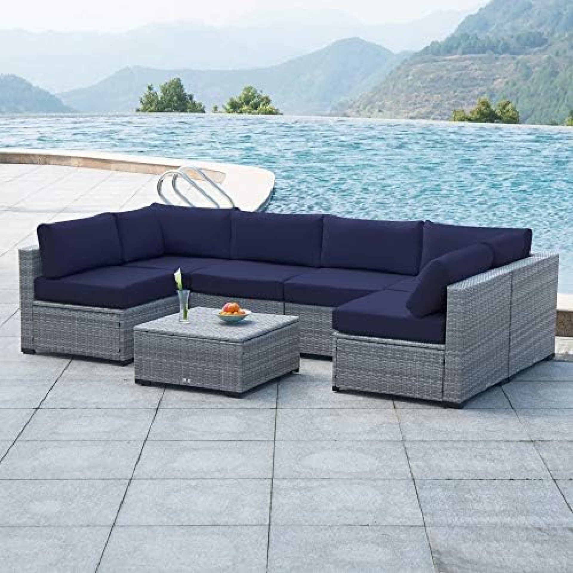 Diensday Outdoor Furniture 7-Piece Sectional Sofa Sofas Set All-Weather Gray Wicker with Water Resistant Olefin Cushions for Patio Backyard Porch Pool | Incl. Waterproof Cover&Clips Diensday Outdoor Furniture 7-Piece Sectional Sofa Sofas Set All-Weather Gray Wicker with Water Resistant Olefin Cushions for Patio Backyard Porch Pool | Incl. Waterproof Cover&Clips