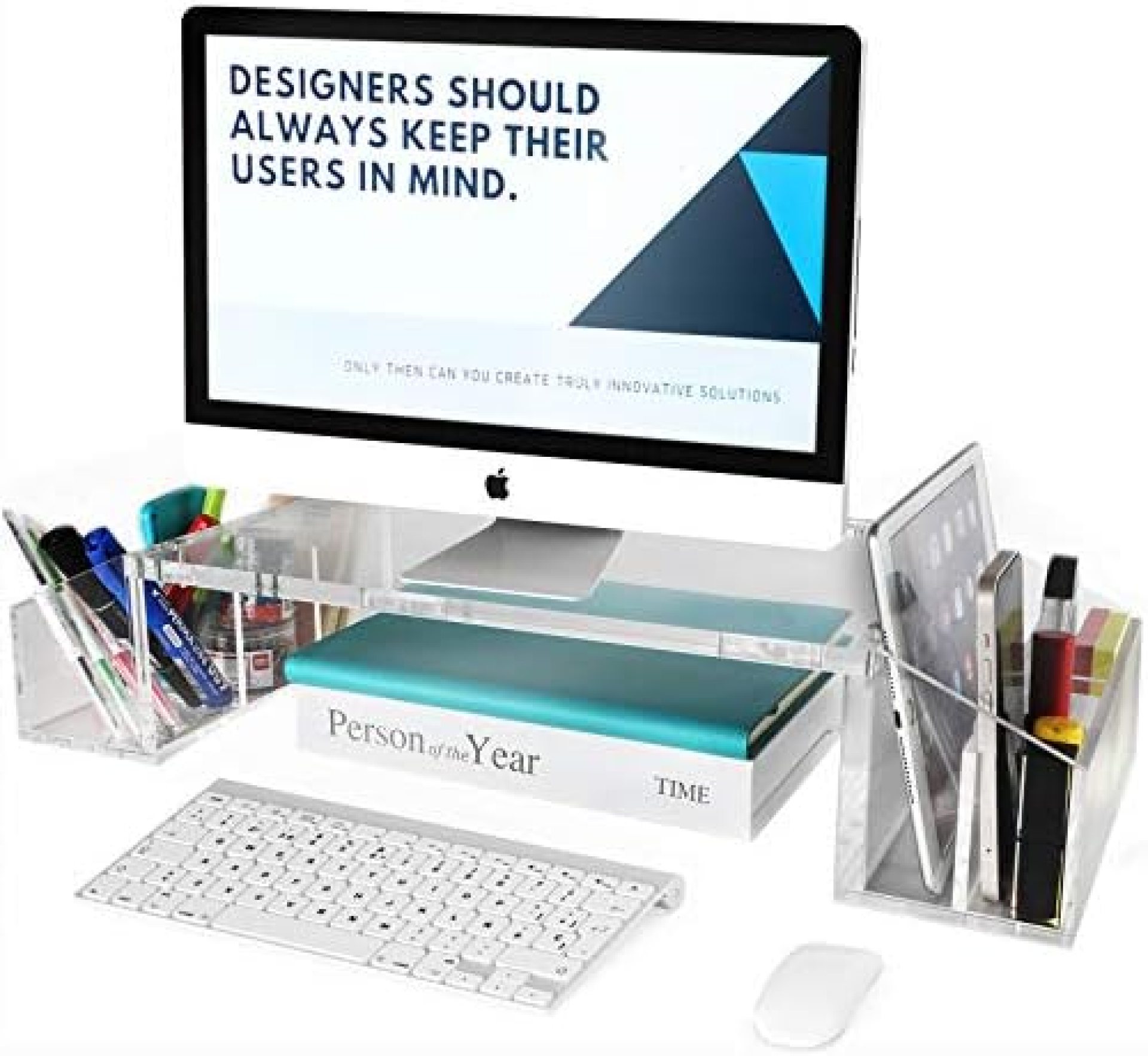 IMLIB Acrylic Monitor Stand Riser for Desk Countertop, Clear Acrylic Desktop Organizer with Side Compartments and Cable Management for Home and Office, L 22.9″ X W 10″ X H 4.7″ IMLIB Acrylic Monitor Stand Riser for Desk Countertop, Clear Acrylic Desktop Organizer with Side Compartments and Cable Management for Home and Office, L 22.9″ X W 10″ X H 4.7″