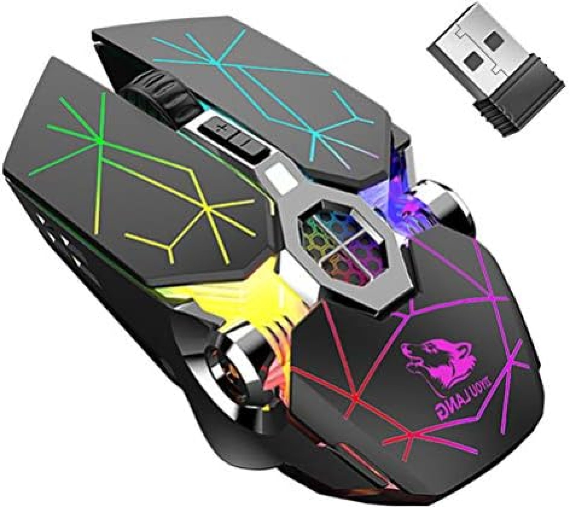 Wireless Gaming Mouse Rechargeable,RGB Multi-Colour Backlit Game Mice with 7 Buttons Computer Accessories,2.4G Silent Optical,3 Adjustable DPI Game Mouse Power Saving Mode for Laptop/PC/Notebook Wireless Gaming Mouse Rechargeable,RGB Multi-Colour Backlit Game Mice with 7 Buttons Computer Accessories,2.4G Silent Optical,3 Adjustable DPI Game Mouse Power Saving Mode for Laptop/PC/Notebook