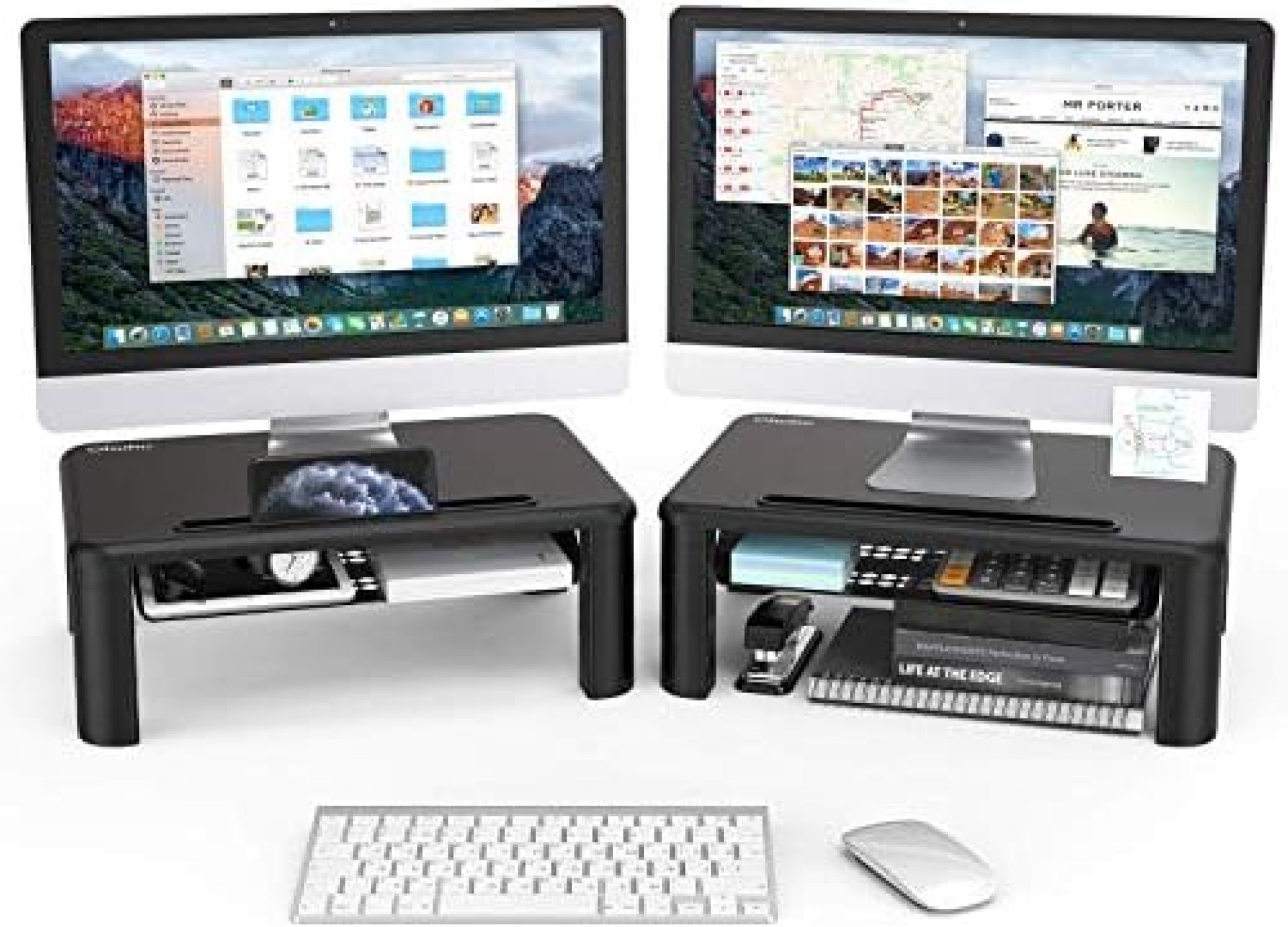 2 Pack Adjustable Monitor Stand Riser – 3 Height Adjustable Computer Monitor Riser with Storage Drawer, Phone Holder for Desk, iMac, Laptop, Printer, Notebook, Computer – for Home & Office Use, Black 2 Pack Adjustable Monitor Stand Riser – 3 Height Adjustable Computer Monitor Riser with Storage Drawer, Phone Holder for Desk, iMac, Laptop, Printer, Notebook, Computer – for Home & Office Use, Black