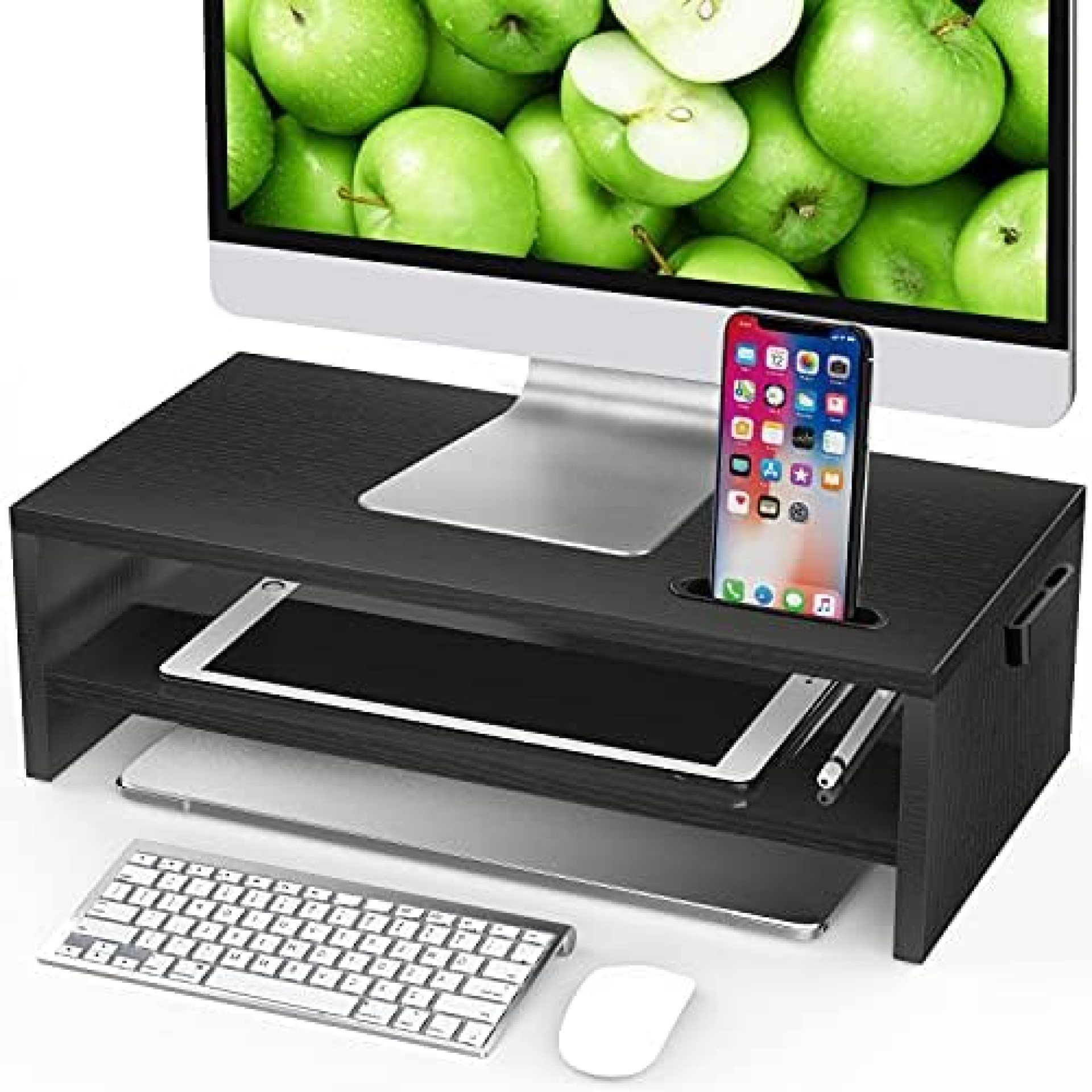 LORYERGO Monitor Stand – Monitor Riser 16.5 inch, 2 Tier Computer Stand, Monitor Stand Riser w/Cellphone Holder & Storage Space, Desk Stand for Laptop, Printer, PC, for Home & Office LORYERGO Monitor Stand – Monitor Riser 16.5 inch, 2 Tier Computer Stand, Monitor Stand Riser w/Cellphone Holder & Storage Space, Desk Stand for Laptop, Printer, PC, for Home & Office