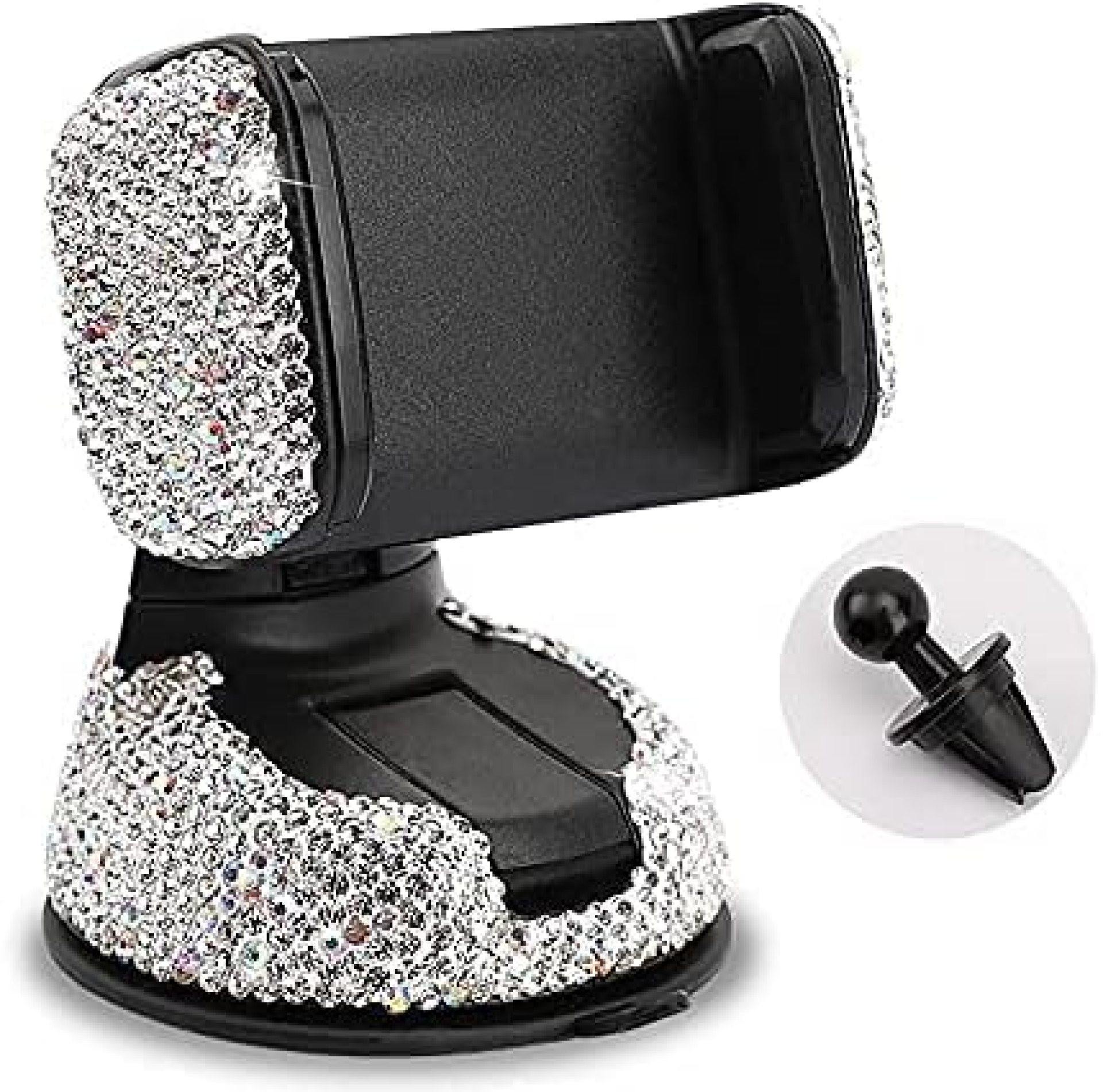 Bling Car Phone Holder,360°Adjustable Auto Cell Phone Mount Universal Rhinestone Holder Cradle for Dashboard,Windshield and Air Vent (White) Bling Car Phone Holder,360°Adjustable Auto Cell Phone Mount Universal Rhinestone Holder Cradle for Dashboard,Windshield and Air Vent (White)