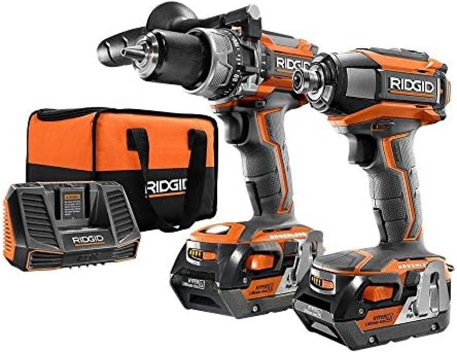 Ridgid 18-Volt Gen5X Lithium-Ion Cordless Brushless Hammer Drill and Impact Driver Combo Kit with (2) 4.0Ah Batteries Ridgid 18-Volt Gen5X Lithium-Ion Cordless Brushless Hammer Drill and Impact Driver Combo Kit with (2) 4.0Ah Batteries