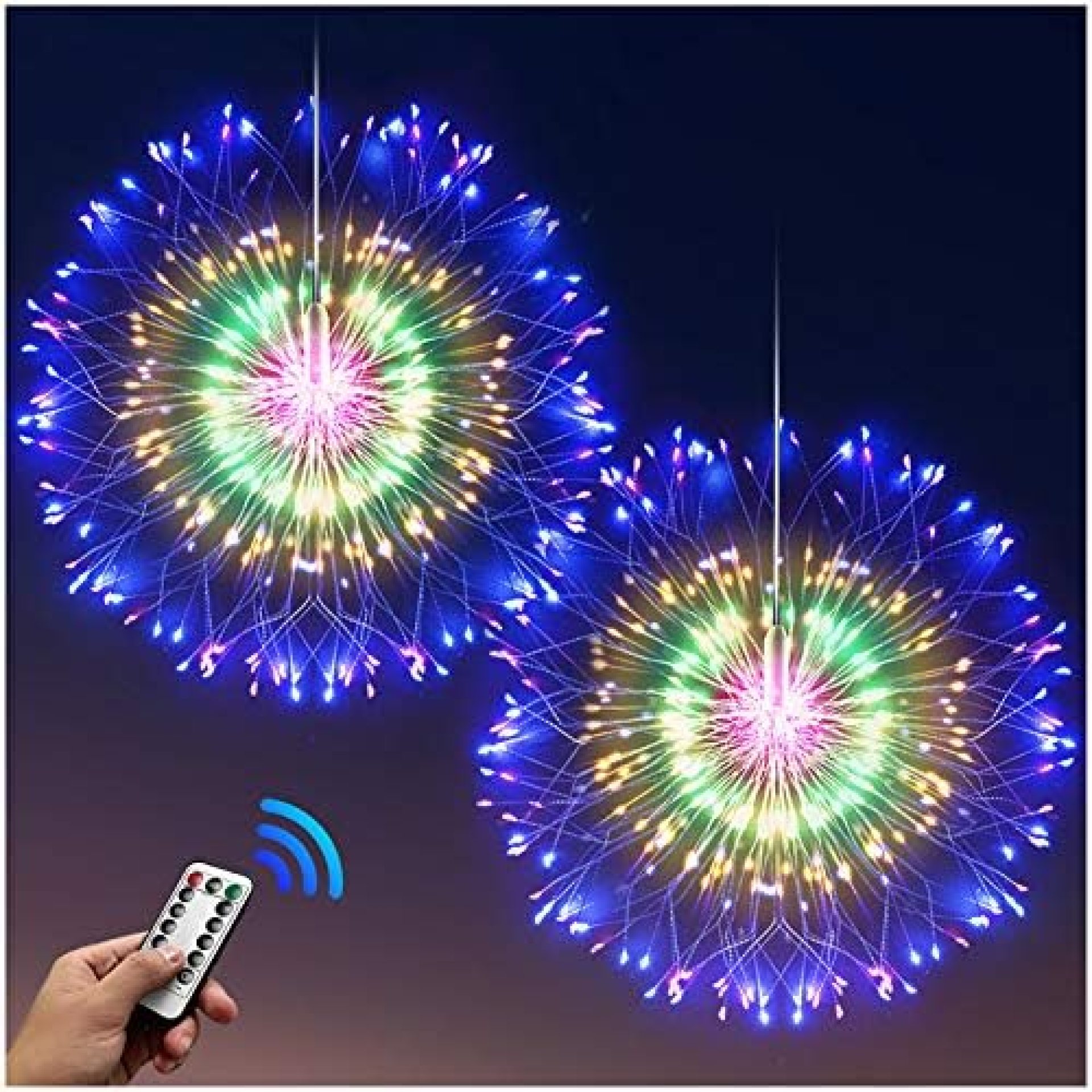 DenicMic Firework Lights Starburst Lights 200 LED Copper Wire Battery Operated Hanging Sphere Lights with Remote, 8 Modes Stars Fairy Ceiling Decorations for Patio Party Wedding Christmas (2 Pack) DenicMic Firework Lights Starburst Lights 200 LED Copper Wire Battery Operated Hanging Sphere Lights with Remote, 8 Modes Stars Fairy Ceiling Decorations for Patio Party Wedding Christmas (2 Pack)