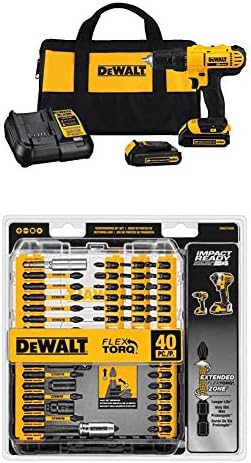 Dewalt DCD771C2 20V MAX Cordless Lithium-Ion 1/2 inch Compact Drill Driver Kit with IMPACT READY FlexTorq Screw Driving Set, 40-Piece Dewalt DCD771C2 20V MAX Cordless Lithium-Ion 1/2 inch Compact Drill Driver Kit with IMPACT READY FlexTorq Screw Driving Set, 40-Piece