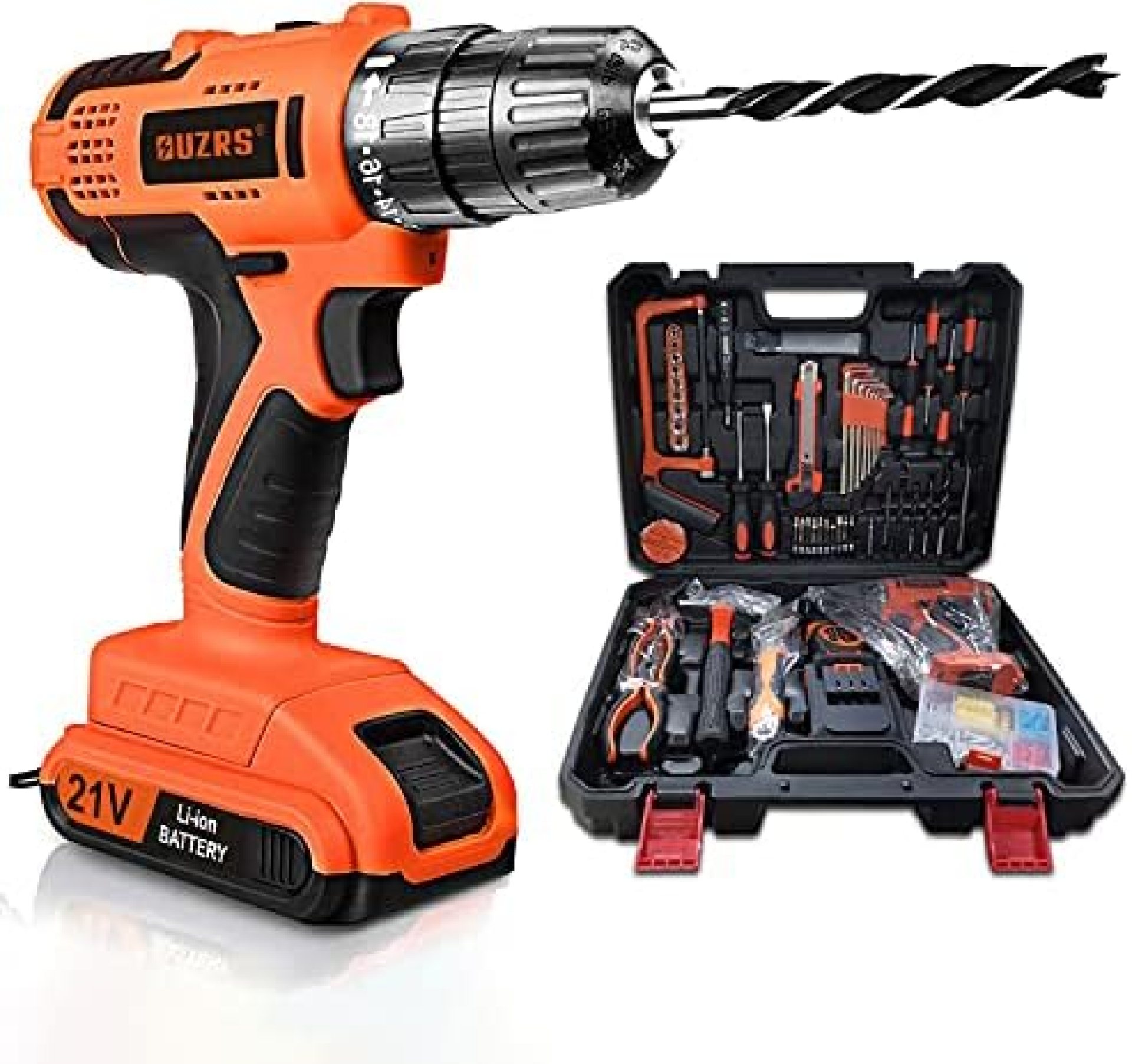 Power Tool Combo Kits, OUZRS Power Tool Set with 21V Cordless Drill, Hacksaw, Pliers, Claw-Hammer, Wrench, Box Cutter, Screwdrivers, Driver Bits and Tape Measure, Home wireless Repair Kit Tools Power Tool Combo Kits, OUZRS Power Tool Set with 21V Cordless Drill, Hacksaw, Pliers, Claw-Hammer, Wrench, Box Cutter, Screwdrivers, Driver Bits and Tape Measure, Home wireless Repair Kit Tools