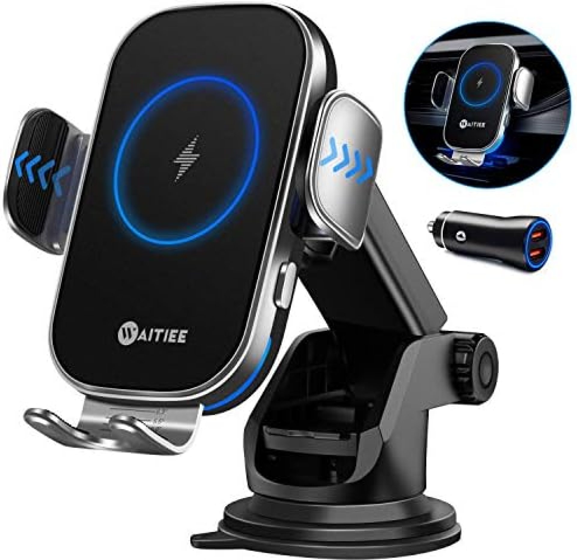 WAITIEE Wireless Car Charger,15W Fast Charging Automobile Chargers,Air Vent Dashboard Car Mount for iPhone 12 Series/11/Pro Max,Samsung S10/S9/S8/S20 Series(with Quick Charge 3.0 Car Adapter) WAITIEE Wireless Car Charger,15W Fast Charging Automobile Chargers,Air Vent Dashboard Car Mount for iPhone 12 Series/11/Pro Max,Samsung S10/S9/S8/S20 Series(with Quick Charge 3.0 Car Adapter)
