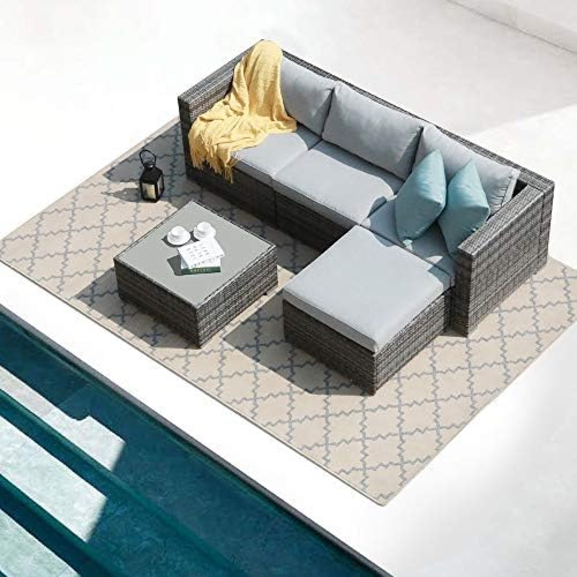 Patiorama 5 Piece Outdoor Patio Furniture Set, Outdoor Sectional Conversation Set, All-Weather Grey PE Wicker w/Light Grey Cushions, Outdoor Backyard Porch Garden Poolside Balcony Furniture Set Patiorama 5 Piece Outdoor Patio Furniture Set, Outdoor Sectional Conversation Set, All-Weather Grey PE Wicker w/Light Grey Cushions, Outdoor Backyard Porch Garden Poolside Balcony Furniture Set