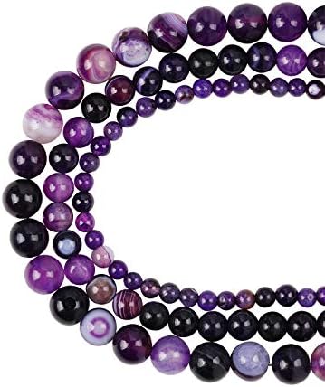 97PCS Natural Purple Agate Amethyst Beads for Jewelry Making, Gemstone Round Loose Stone Beads for Bracelets Necklace Earring Making (Mixed Size 4mm,6mm,8mm) 97PCS Natural Purple Agate Amethyst Beads for Jewelry Making, Gemstone Round Loose Stone Beads for Bracelets Necklace Earring Making (Mixed Size 4mm,6mm,8mm)