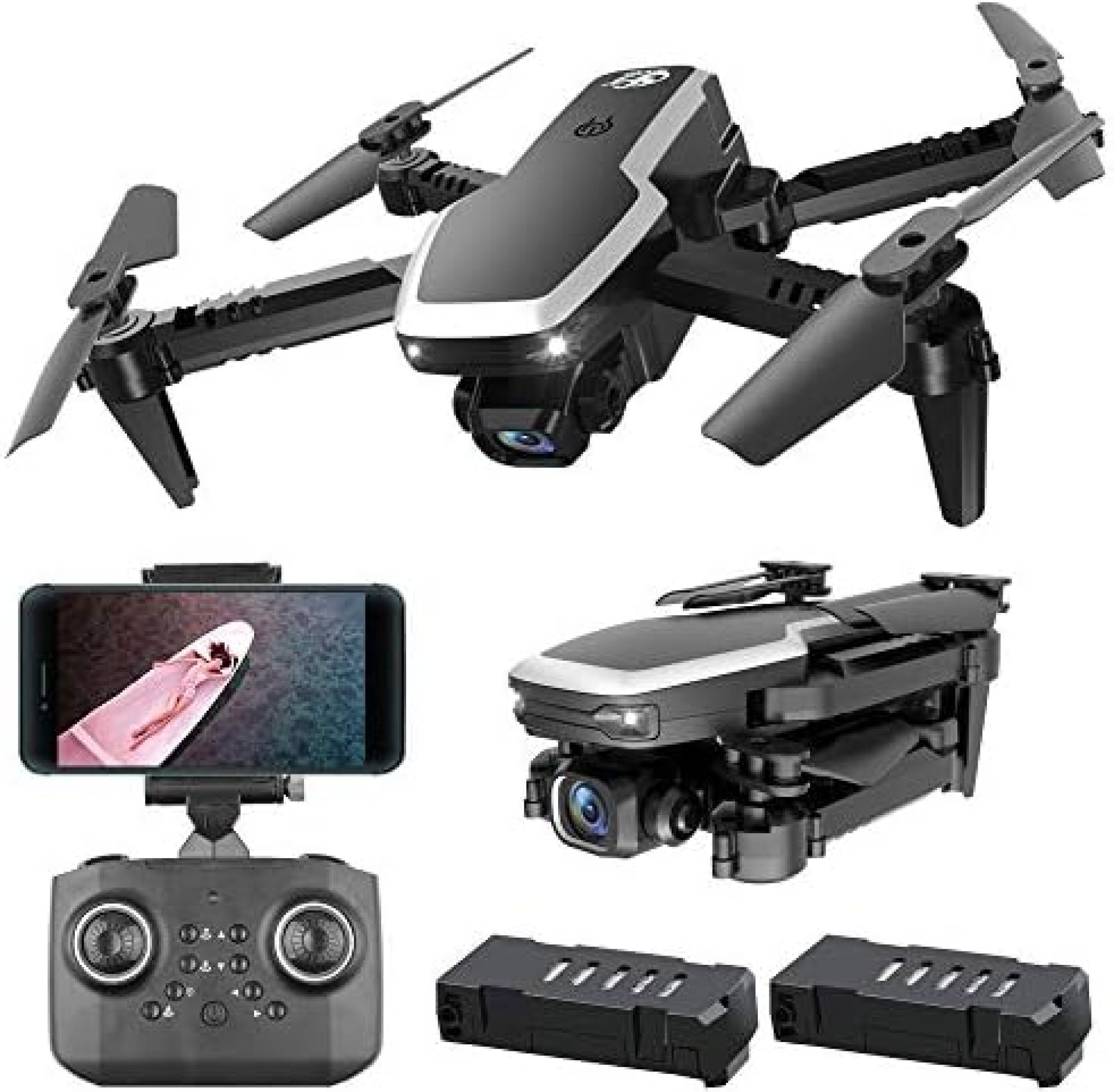 Mini Drones for Kids with 720P FPV Camera, Foldable RC Quadcopter Helicopter Toys, 2 Batteries,One Key Start,Optical flow positioning,Altitude Hold,3D Flips,Carrying Case Mini Drones for Kids with 720P FPV Camera, Foldable RC Quadcopter Helicopter Toys, 2 Batteries,One Key Start,Optical flow positioning,Altitude Hold,3D Flips,Carrying Case
