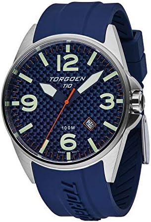 Torgoen T10 Blue Carbon Sapphire Pilot Watch for Men, Swiss Quartz, Sapphire Crystal with Blue Silicone Strap Torgoen T10 Blue Carbon Sapphire Pilot Watch for Men, Swiss Quartz, Sapphire Crystal with Blue Silicone Strap