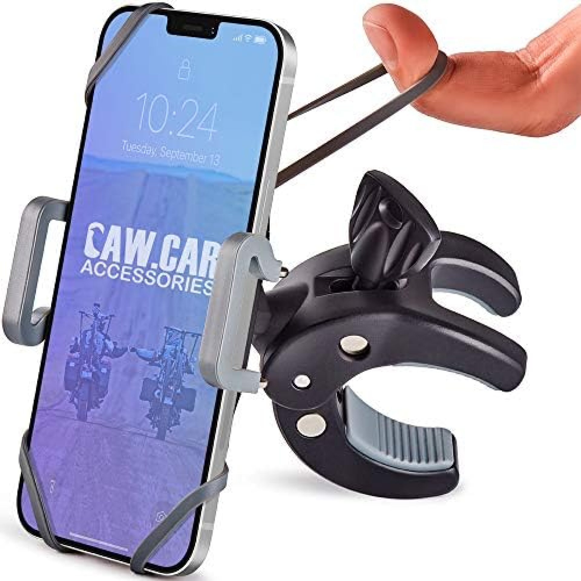 Metal Bike & Motorcycle Phone Mount – The Only Unbreakable Handlebar Holder for iPhone, Samsung or Any Other Smartphone. +100 to Safeness & Comfort Metal Bike & Motorcycle Phone Mount – The Only Unbreakable Handlebar Holder for iPhone, Samsung or Any Other Smartphone. +100 to Safeness & Comfort