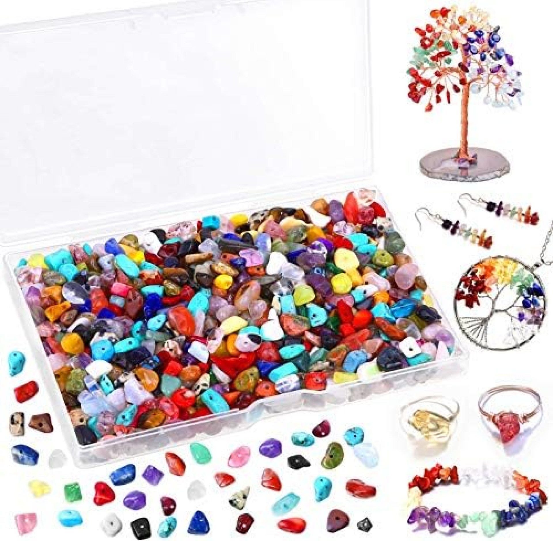 800 Pcs Crystal Beads for Jewelry Ring Making, Gikasa Jewelry Stone Chip Beads, Small Crystals Gemstones Beads with Plastic Box for Jewelry Ring, Earring and Bracelets Making 800 Pcs Crystal Beads for Jewelry Ring Making, Gikasa Jewelry Stone Chip Beads, Small Crystals Gemstones Beads with Plastic Box for Jewelry Ring, Earring and Bracelets Making