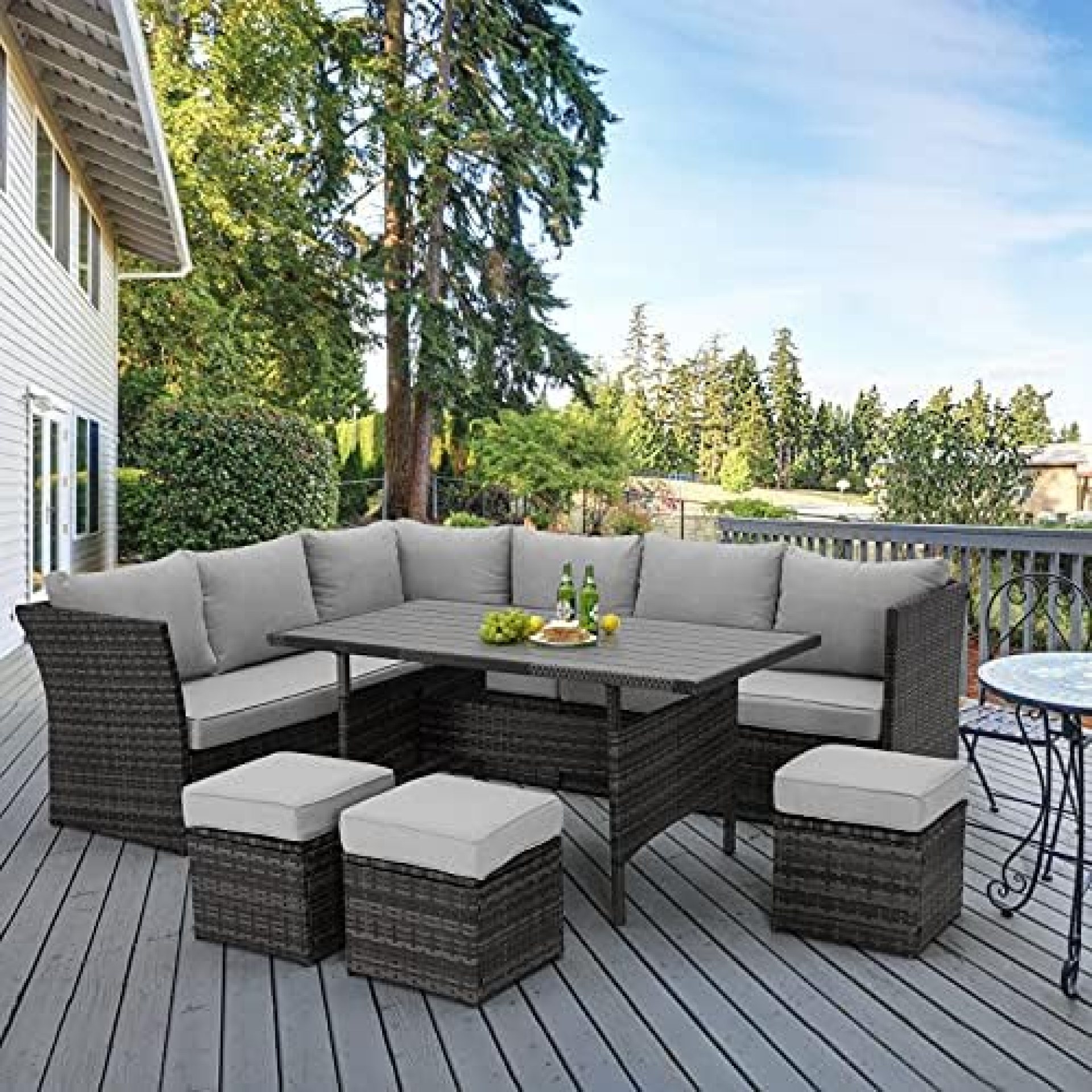 U-MAX 7 Pieces Outdoor Patio Furniture Set,Wicker Patio Furniture Set with Table and Chair, Outdoor Furniture Sets Clearance,Grey Rattan Outdoor Sectional with Grey Cushion U-MAX 7 Pieces Outdoor Patio Furniture Set,Wicker Patio Furniture Set with Table and Chair, Outdoor Furniture Sets Clearance,Grey Rattan Outdoor Sectional with Grey Cushion