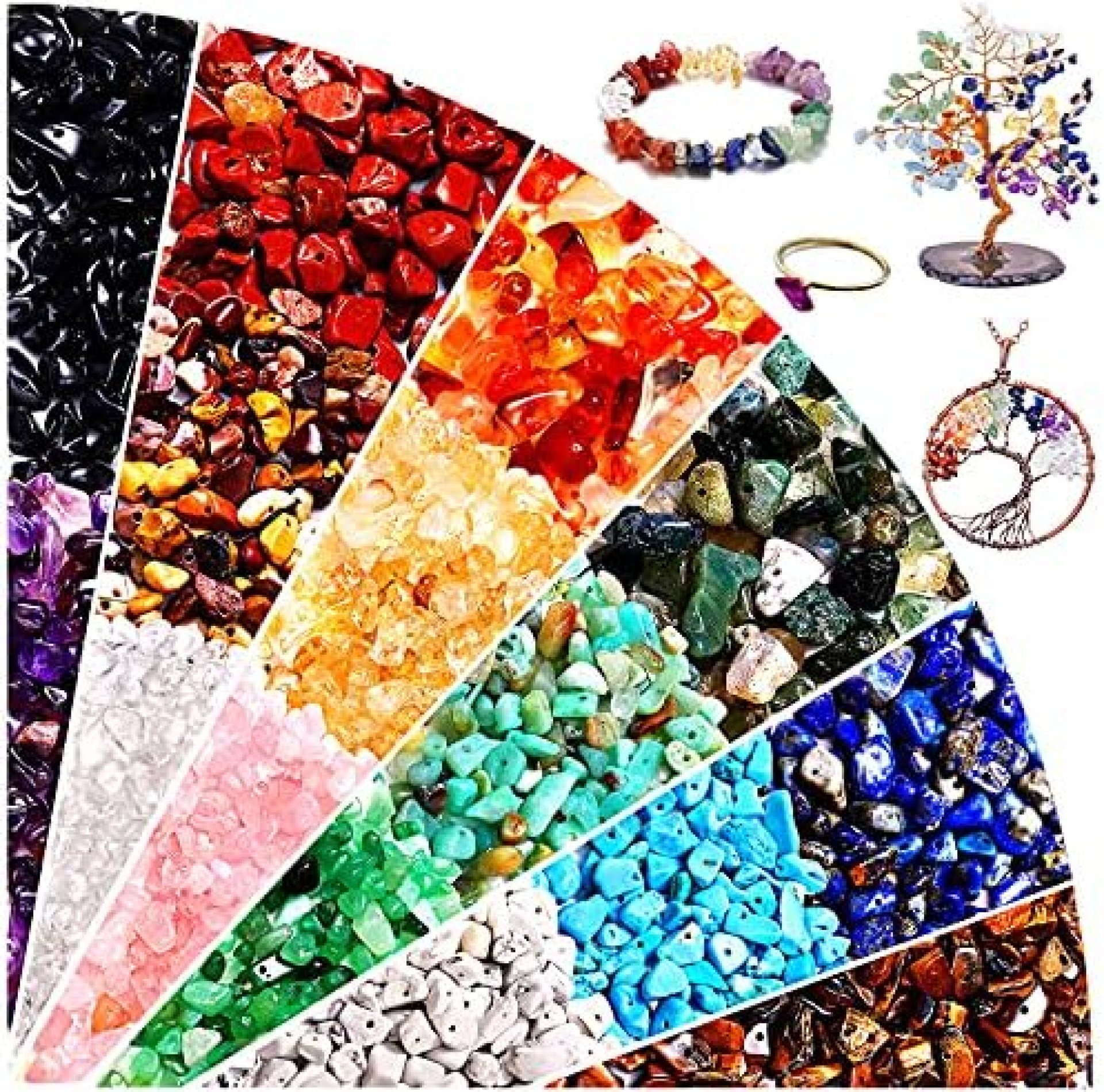 600PCS Crystal Stone Beads for Jewelry Making, Natural Chip Stone Beads 5-8mm Irregular Gemstones Multicolored Rock Loose Beads for Ring, Earrings, Necklace, Bracelet Making DIY Art Crafts 600PCS Crystal Stone Beads for Jewelry Making, Natural Chip Stone Beads 5-8mm Irregular Gemstones Multicolored Rock Loose Beads for Ring, Earrings, Necklace, Bracelet Making DIY Art Crafts