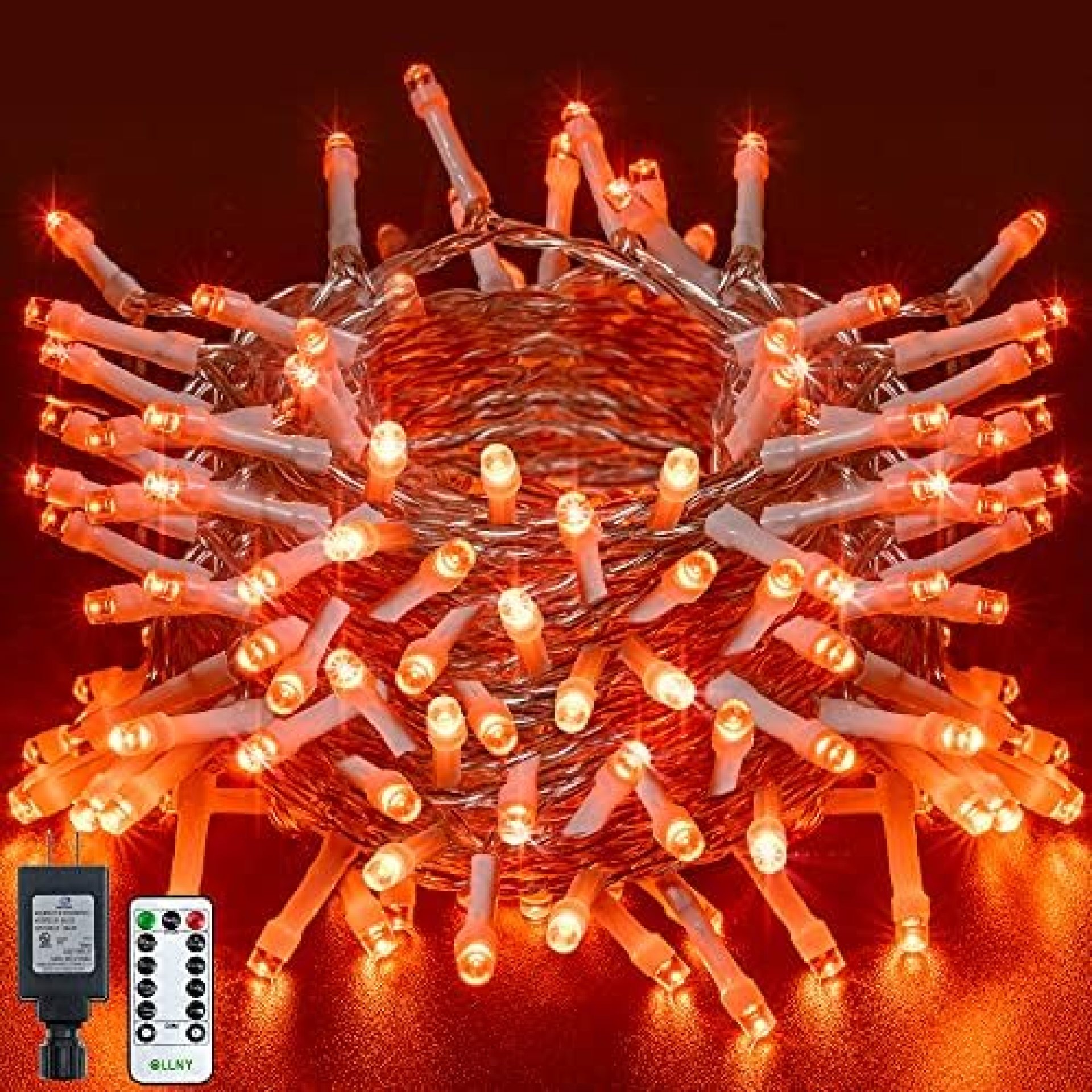 Ollny Halloween String Lights 60ft 180 LED Plug in, Outdoor Christmas Twinkle Fairy Waterproof Lights with 8 Lighting Modes Remote for Bedroom Indoor Holiday Xmas Tree Party Decorations (Orange) Ollny Halloween String Lights 60ft 180 LED Plug in, Outdoor Christmas Twinkle Fairy Waterproof Lights with 8 Lighting Modes Remote for Bedroom Indoor Holiday Xmas Tree Party Decorations (Orange)