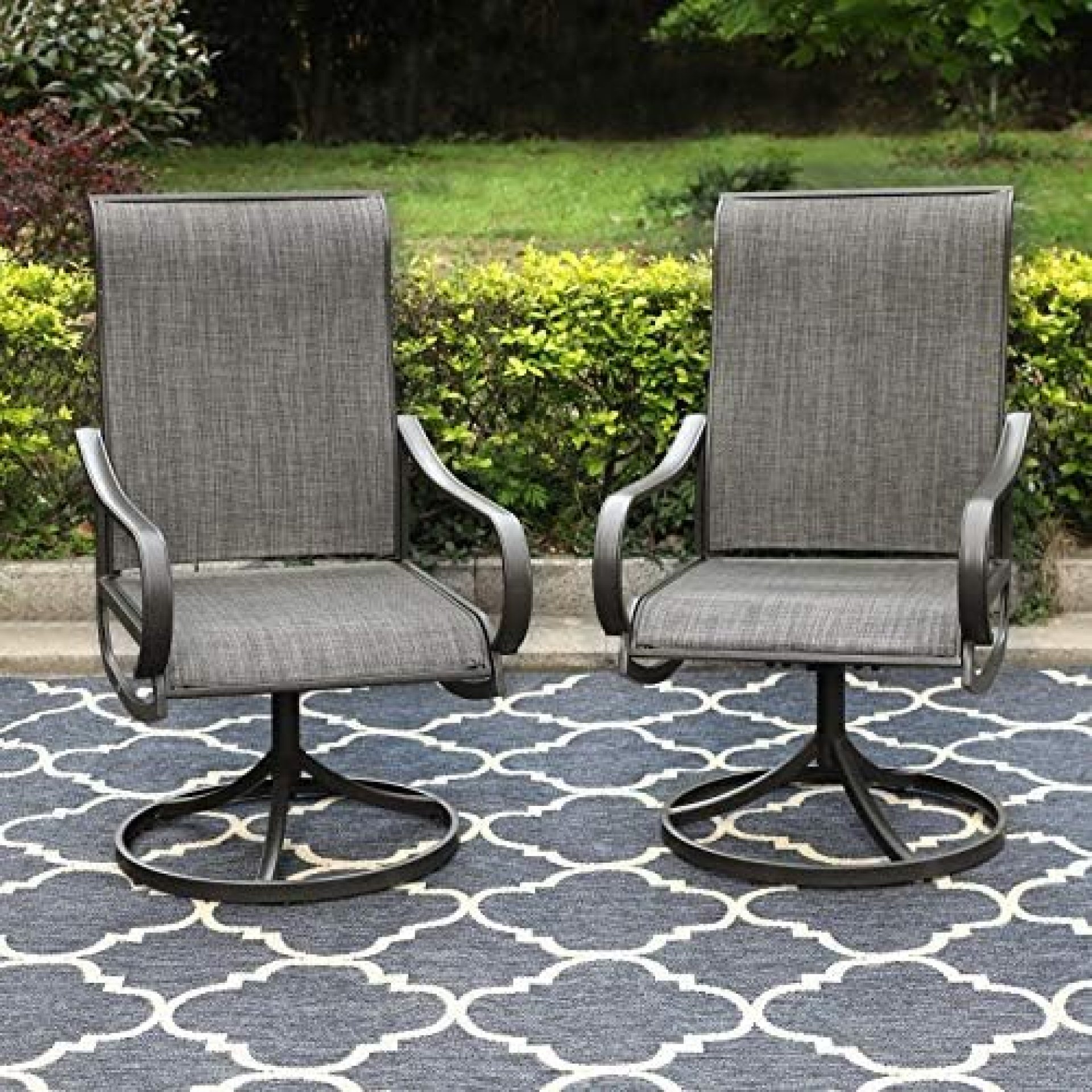 PHI VILLA Patio Swivel Dining Chairs Set of 2 Outdoor Kitchen Garden Metal Chair with Textilene Mesh Fabric, Patio Furniture Gentle Rocker Chair, Black Frame PHI VILLA Patio Swivel Dining Chairs Set of 2 Outdoor Kitchen Garden Metal Chair with Textilene Mesh Fabric, Patio Furniture Gentle Rocker Chair, Black Frame