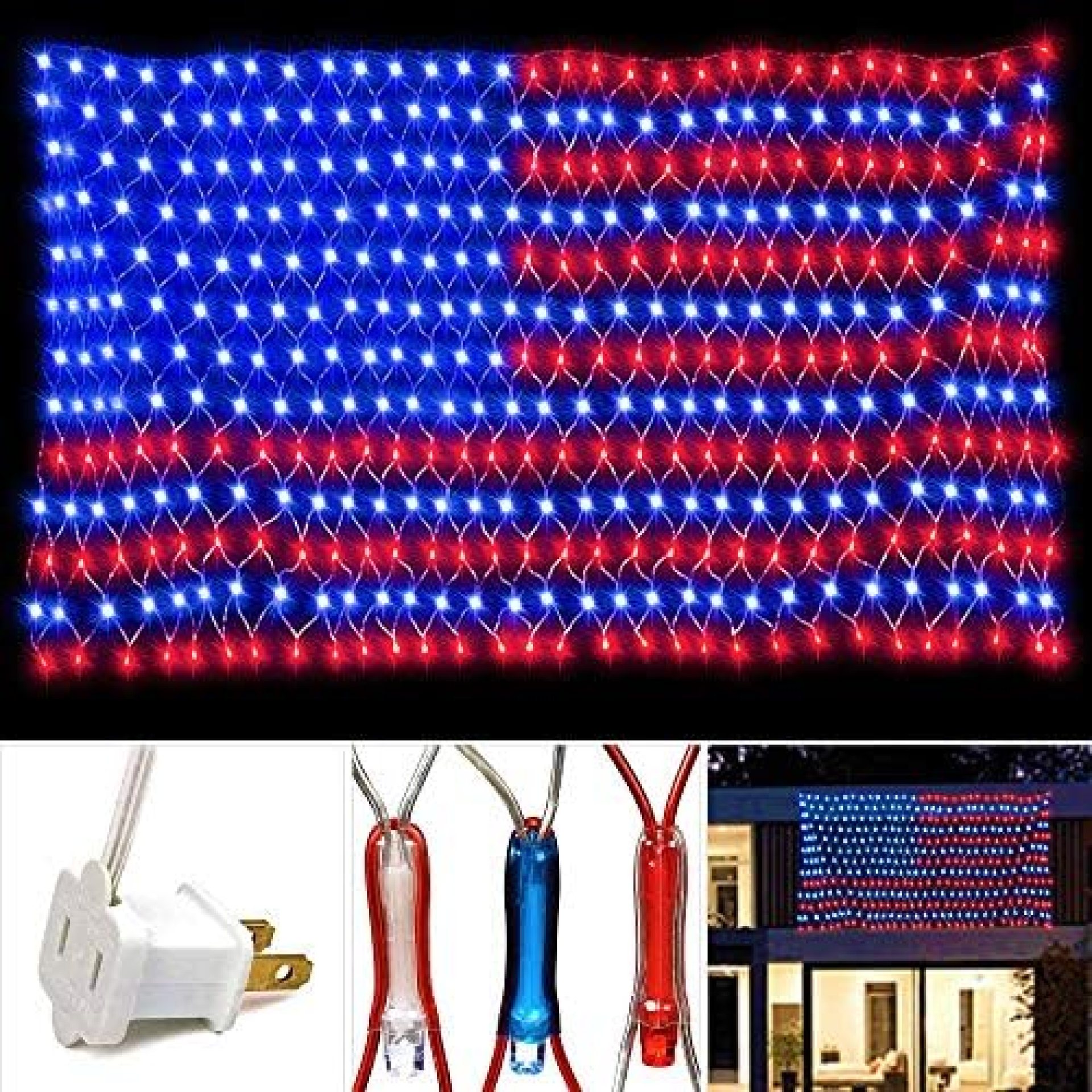 PUHONG American Flag net Lights,420 LED USA Flag String Lights,Outdoor Waterproof Patriotic Ornaments for Independence Day National Day July 4th Memorial Day Christmas New Year Party Yard Decor PUHONG American Flag net Lights,420 LED USA Flag String Lights,Outdoor Waterproof Patriotic Ornaments for Independence Day National Day July 4th Memorial Day Christmas New Year Party Yard Decor